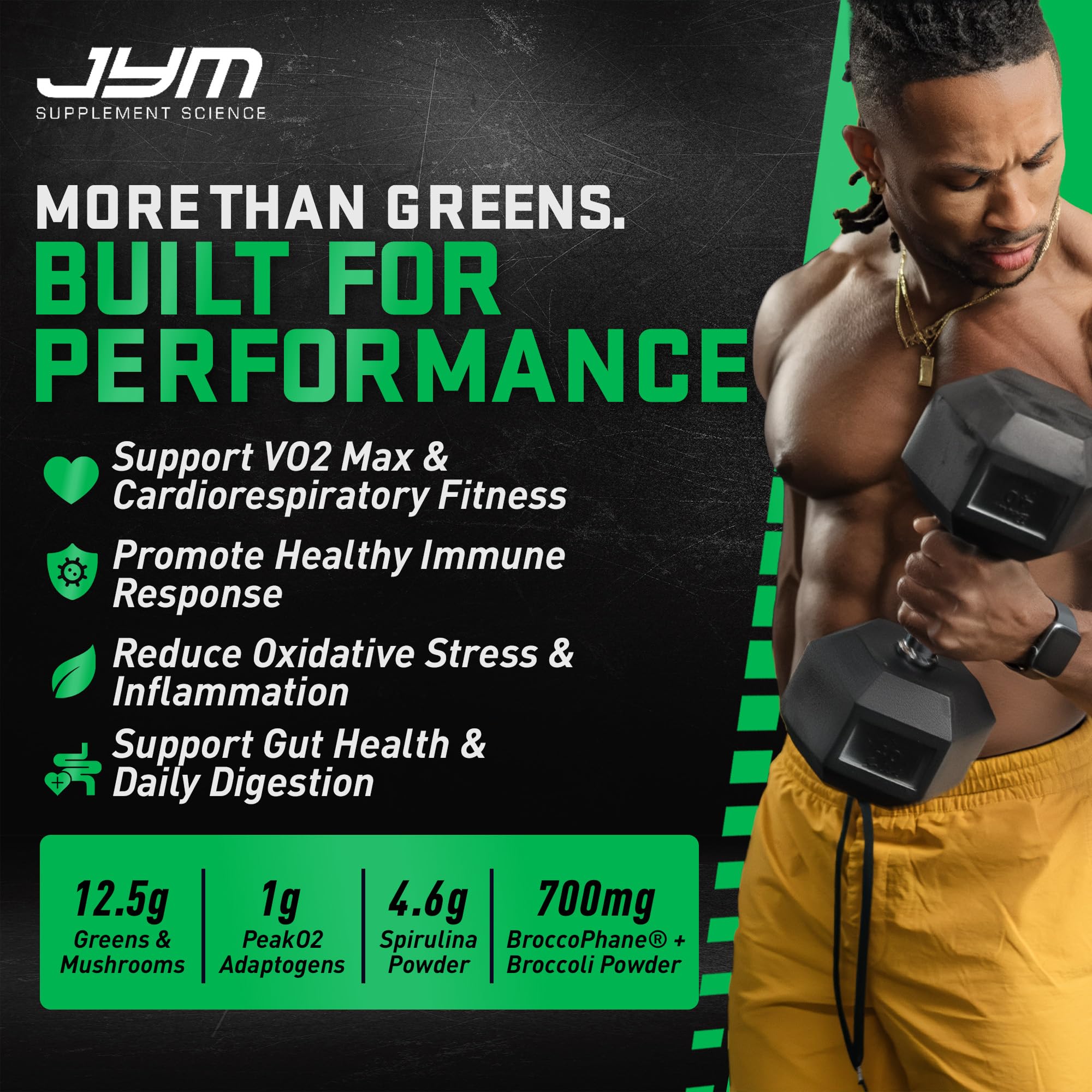 JYM Greens Powder Supplement w/Organic Spirulina - Blueberry Acai, 15.2 Oz — Amazon image 2