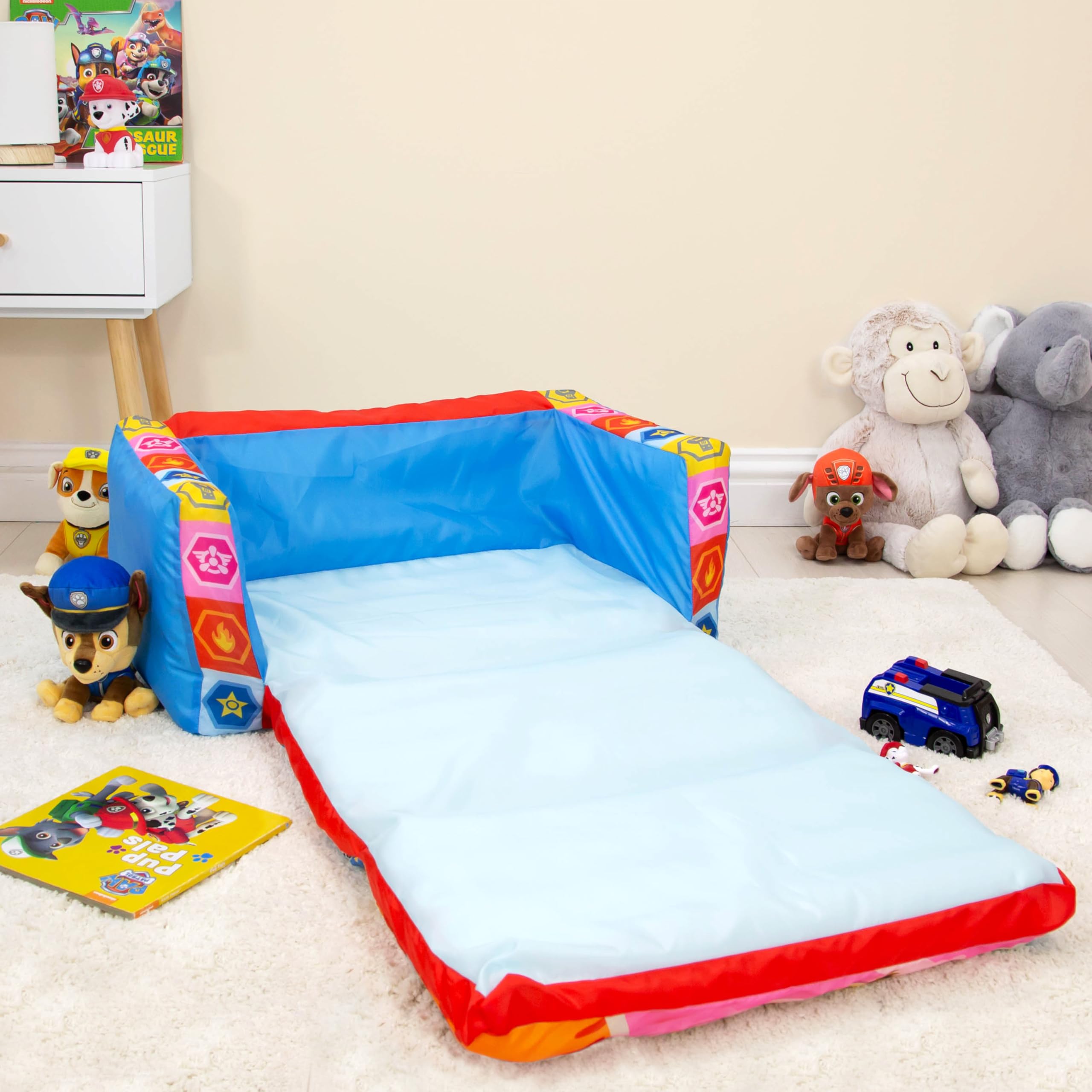 Mini sofá Plegable Oficial de la Patrulla Canina 2 en 1 para niños, sofá Inflable y Tumbona Plegable para niños, sillón Cama para Dormitorio, Sala de Juegos