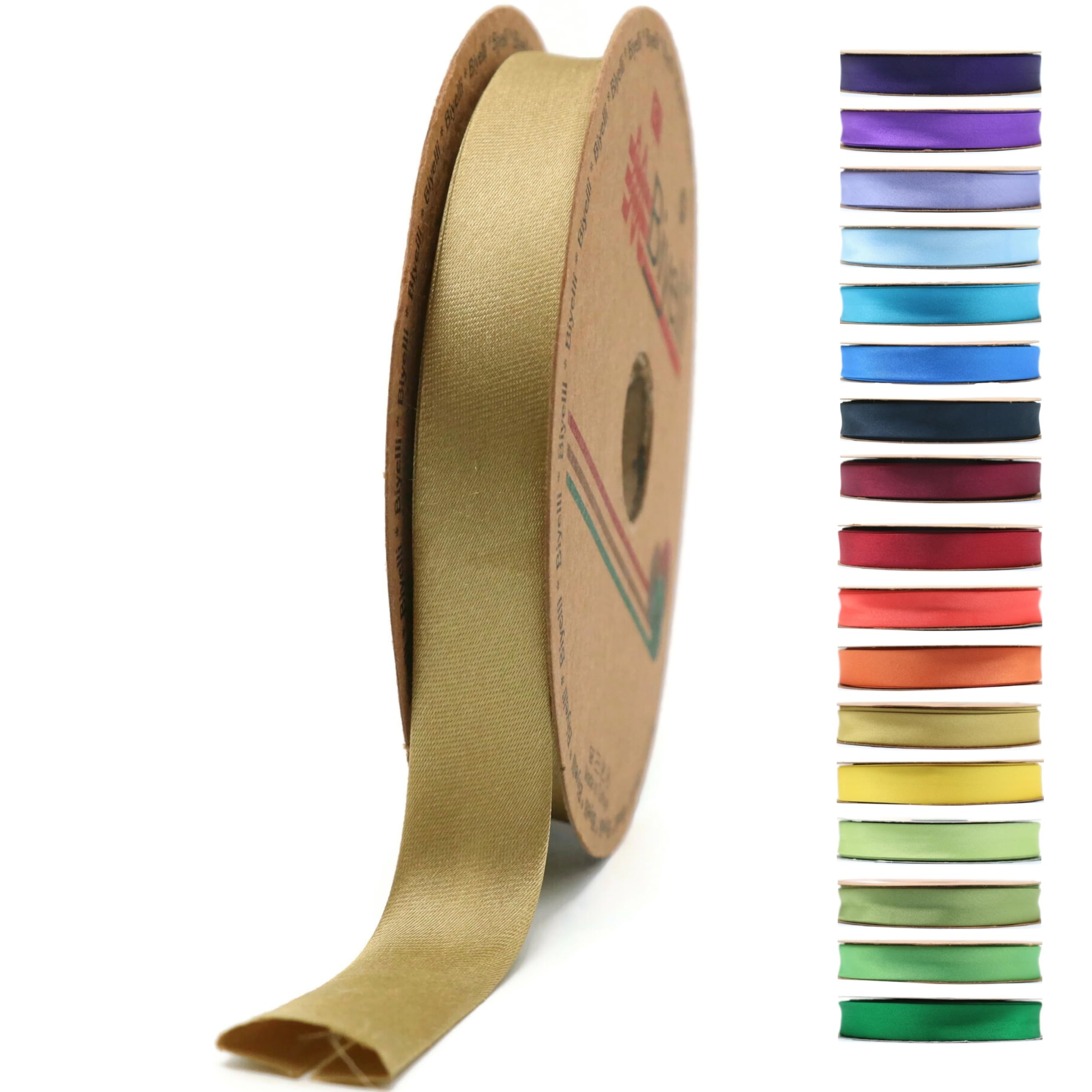 Fold Satin Bias Tape - 99+ Colors - 3/4 Inches Wide - 27 Yards - Fold Satin Binding Bias Ribbon Fabric Piping Bias Binding Tape for Sewing Clothing DIY (44. Bronze) BYS44