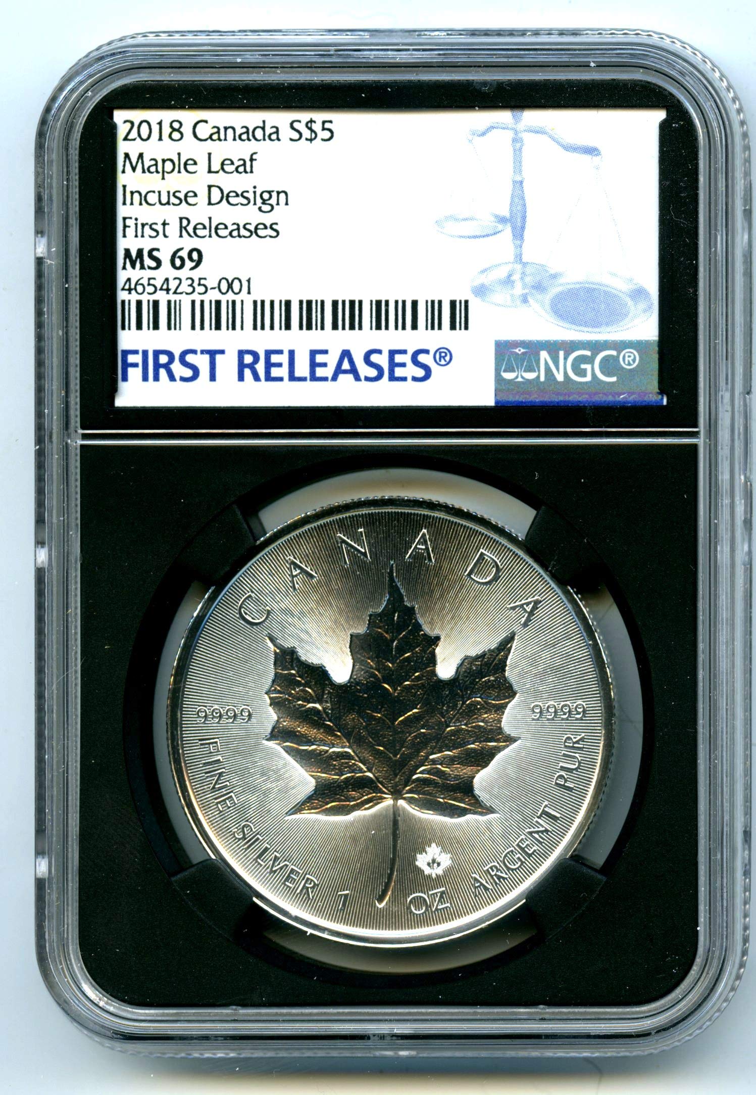 コレクション NGC MS69 2018  Maple Leaf $5 2018 CANADA SILVER MAPLE LEAF INCUSE DESIGN NGC MS 69 S$5 1