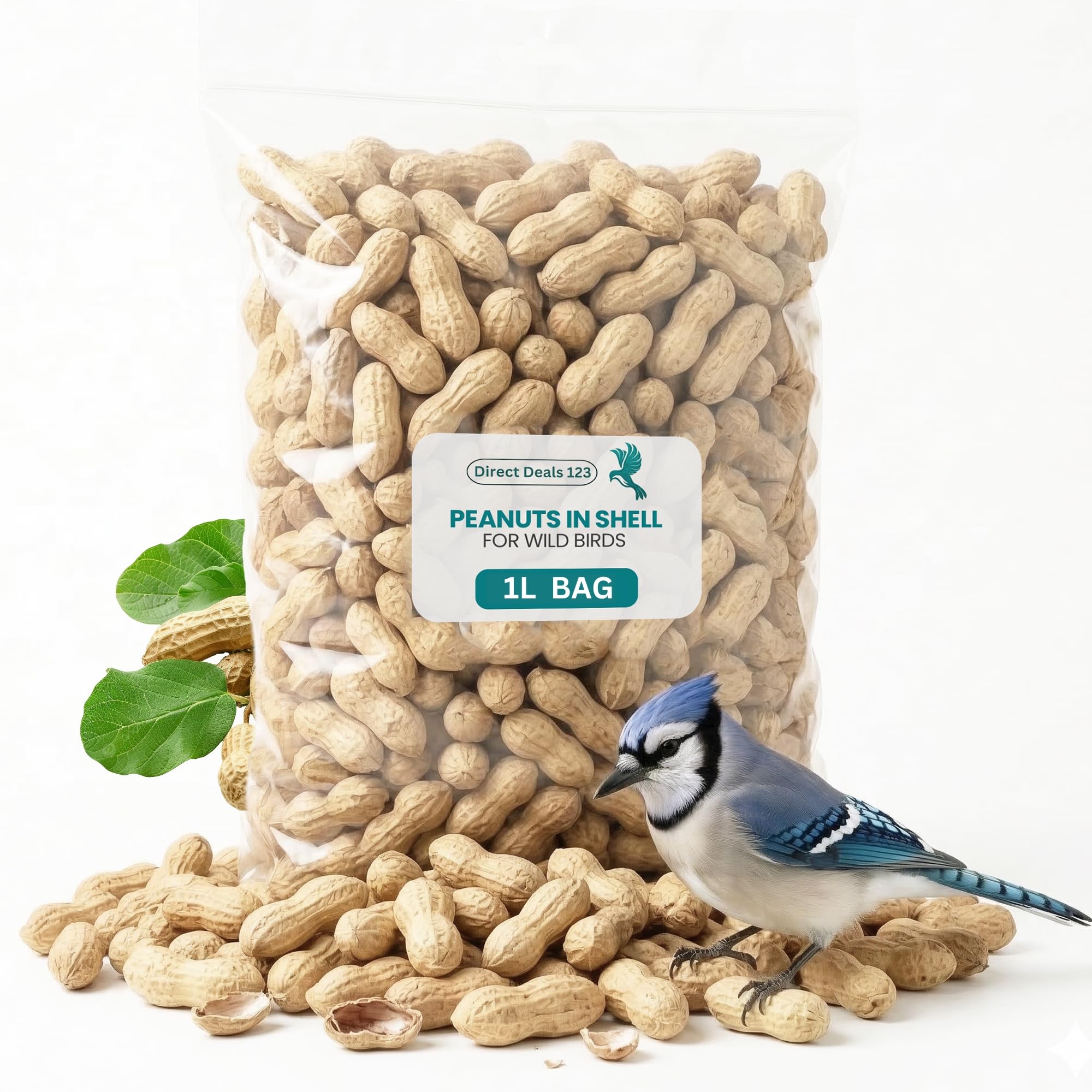 (1L BAG) Peanuts in Shell for Wild Birds Food, 100% Natural Ingredients High Energy Nuts for Garden Birds,No Additives, All Season Feeding, Healthy and Protein Rich Peanuts for Outdoor Feed