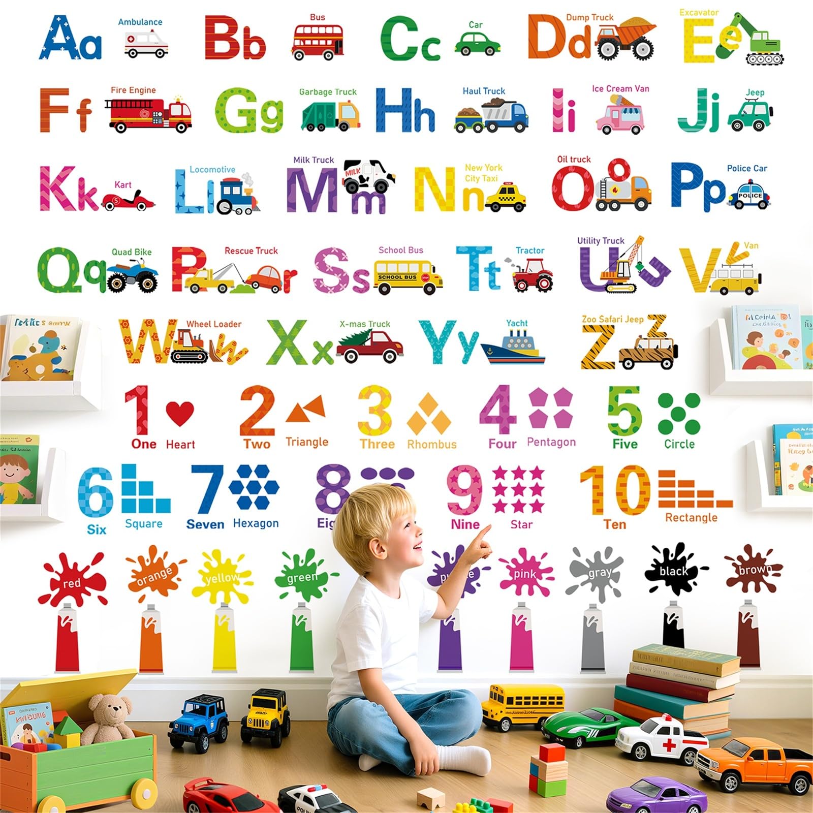 Amazon.com: decalmile Alphabet Numbers Letters ABC Transport Wall