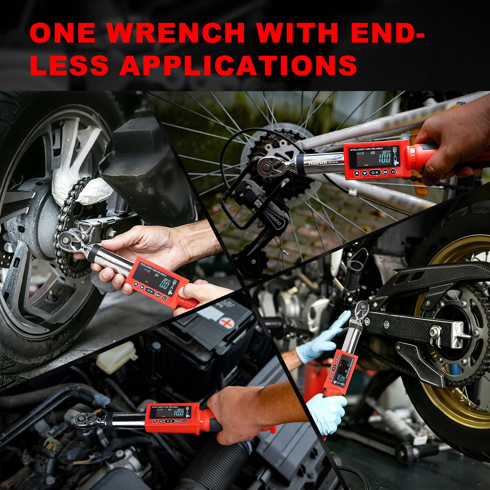 Hairich Llave dinamométrica digital de 1/4 pulgadas, 1,5 – 30 Nm, ± 2% de precisión, con pantalla a color, pitido y advertencia LED, herramienta de torsión precisa para motocicleta, bicicleta y
