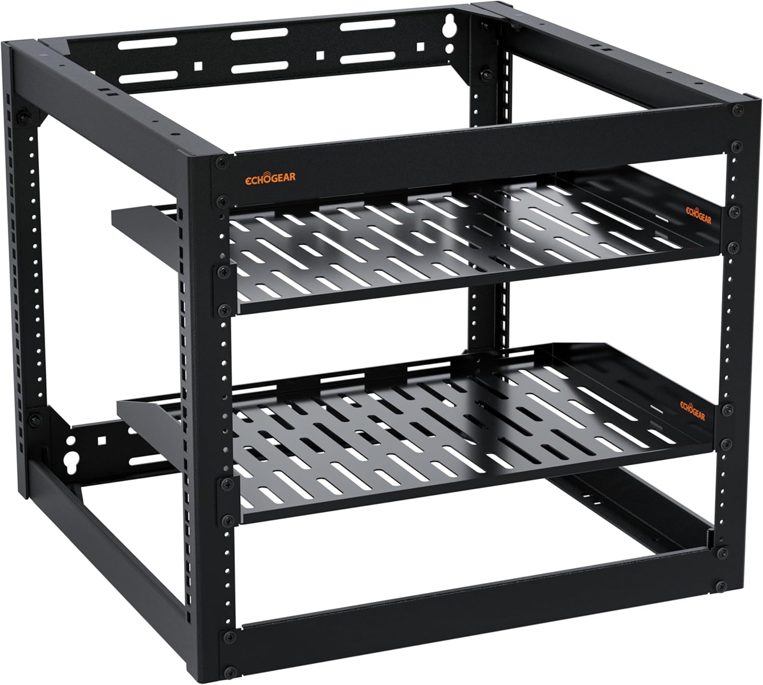ECHOGEAR 10U Network Rack - Wall Mountable Heavy Duty 4 Post Design Holds All Your Networking