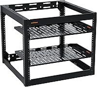 ECHOGEAR 10U Wall Mount Network Rack - Heavy Duty Open Frame for Servers, AV & Networking Gear, 2 Vented Shelves Included