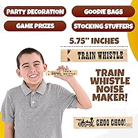 Vista 3 de Silbatos de tren de madera (paquete de 12) – Silbato de tren de madera para niños, recuerdos de fiesta de tren, decoraciones temáticas