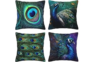 Vintage Peacock Feather Pillow Covers