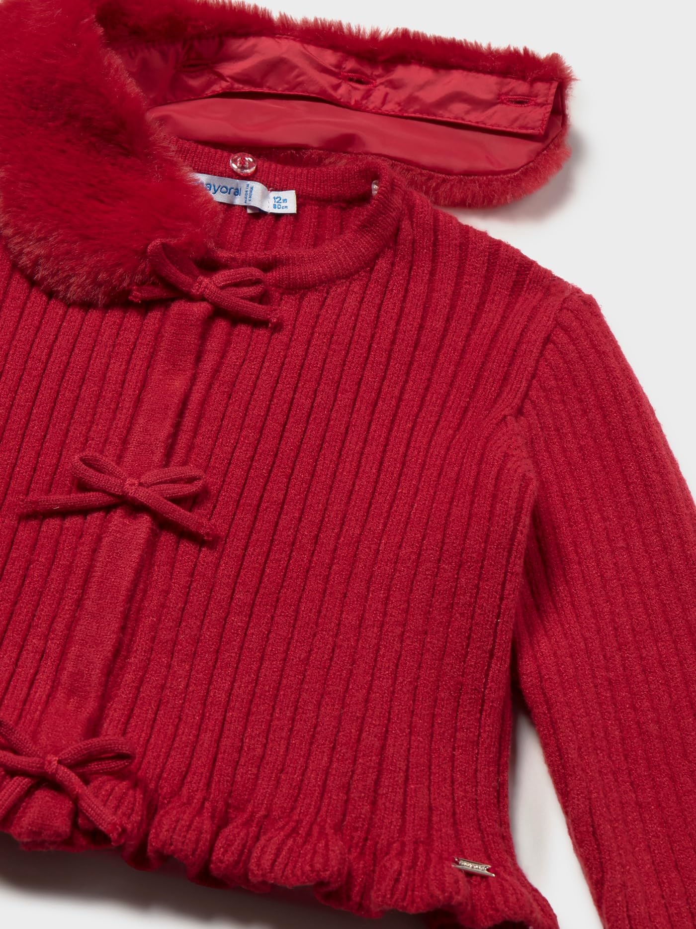 Mayoral Cardigan Tricot Colletto pell per Bimba Rosso