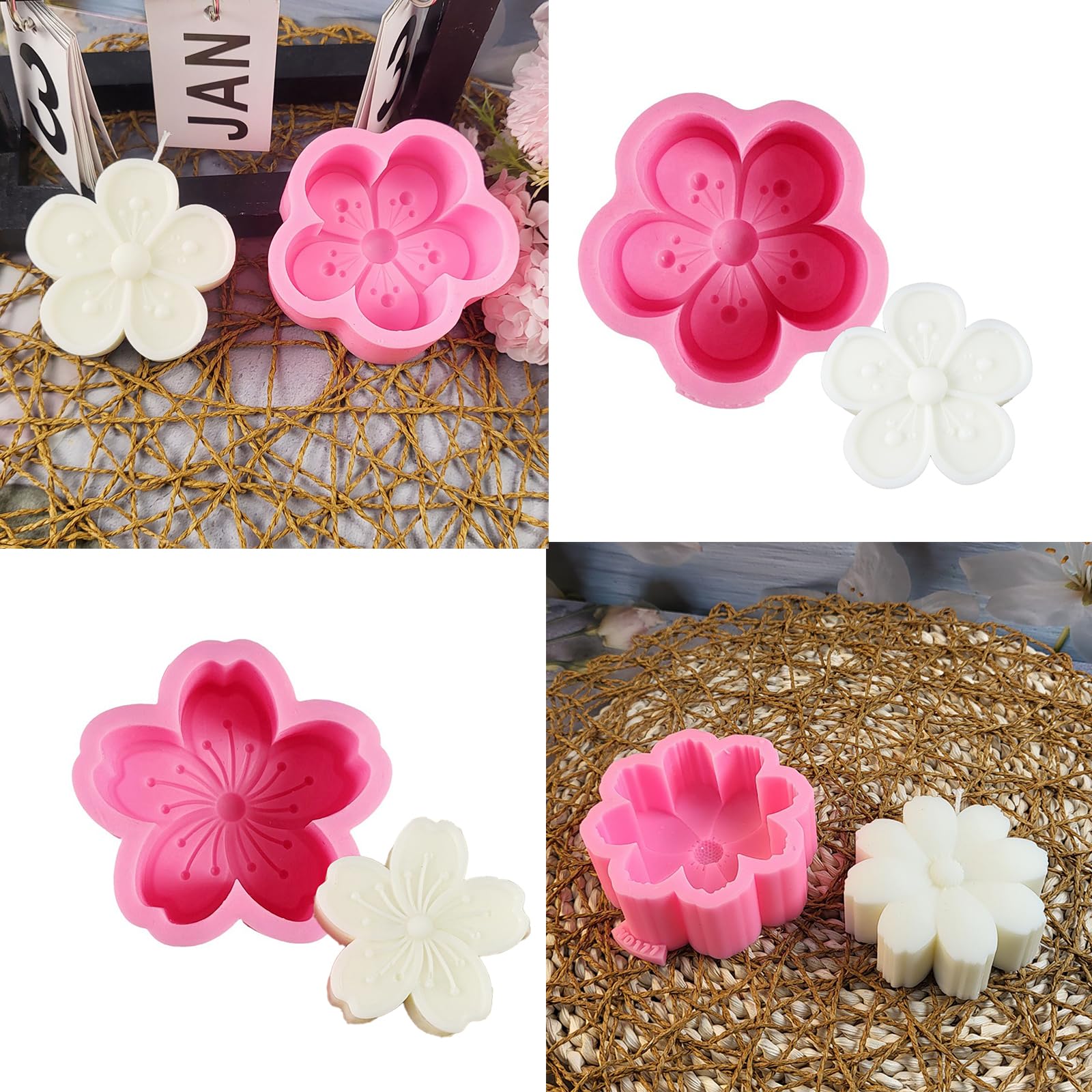 4 stampi in silicone a forma di fiore 3D per resina epossidica