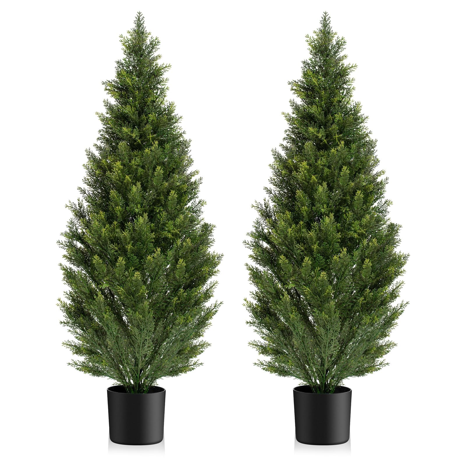 Two 6FT Artificial Topiary Cedar Trees Tall, Outdoors UV Protection Fake Cypress Tree, Realistic 72IN Pine Potted Plants for Patio, Home Porch, Doorway Decor