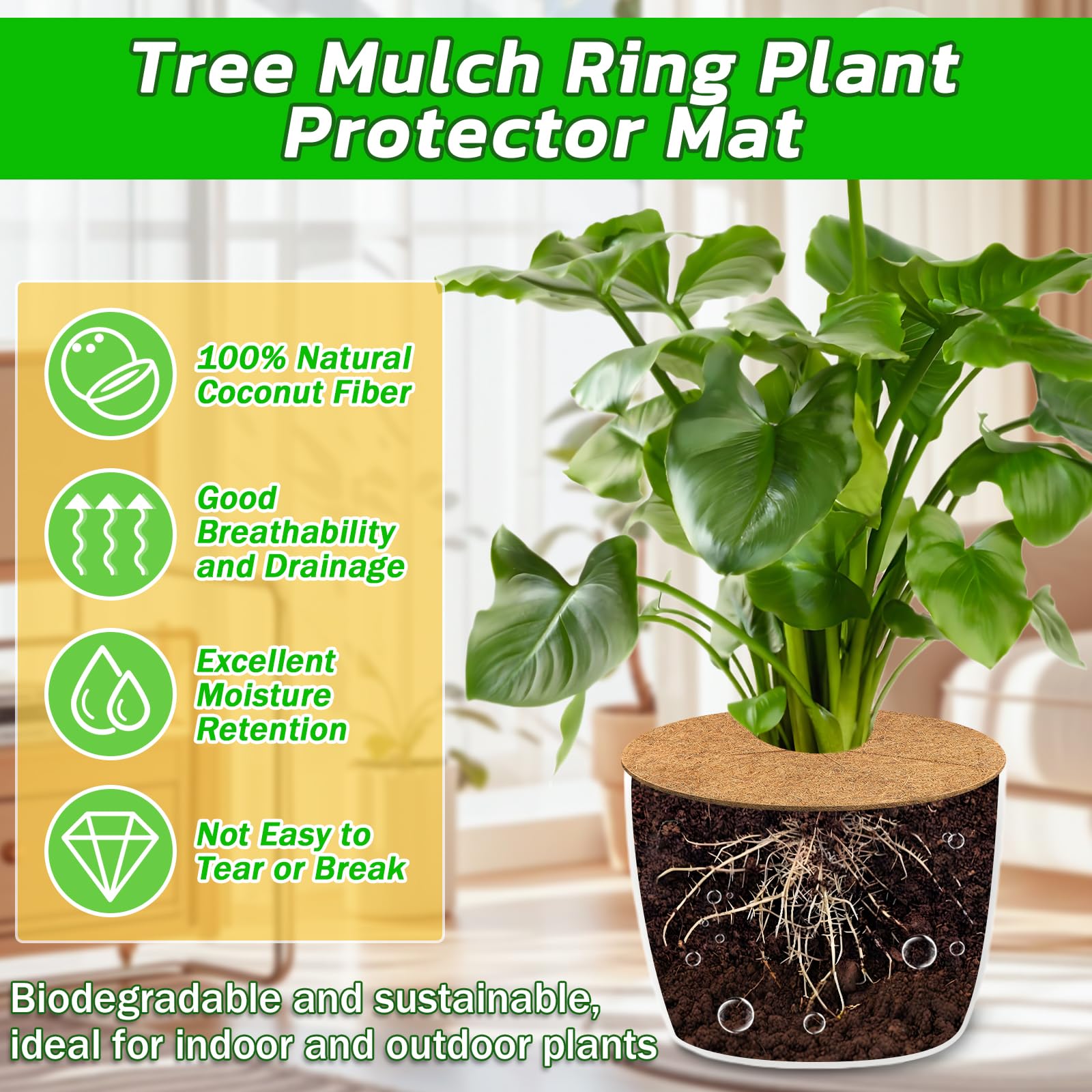 Snapklik.com : 4pcs Coconut Fiber Mulch Ring Tree Plant Protector Mat ...