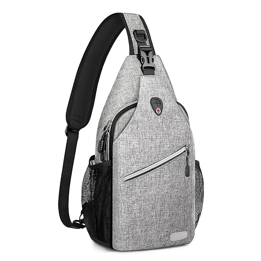 MOSISO Sling Backpack, Multipurpose Crossbody Shoulder Bag Travel Hiking Daypack, Gray, Medium