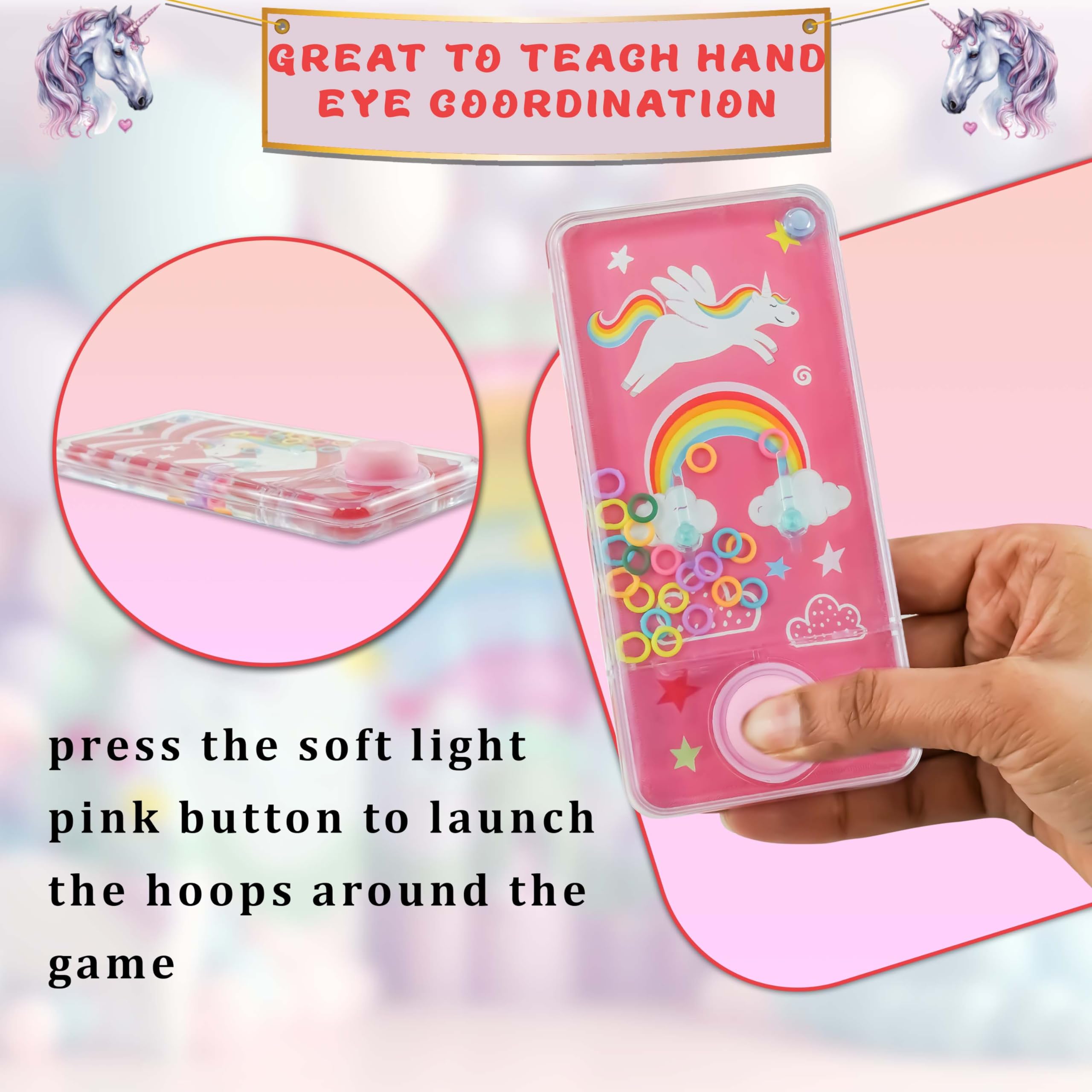 Jeu de Lancer d'Anneau d'Eau Portable 14 cm, Console de Jeu Rétro Arc-en-Ciel Aqua, Cadeau pour Enfants