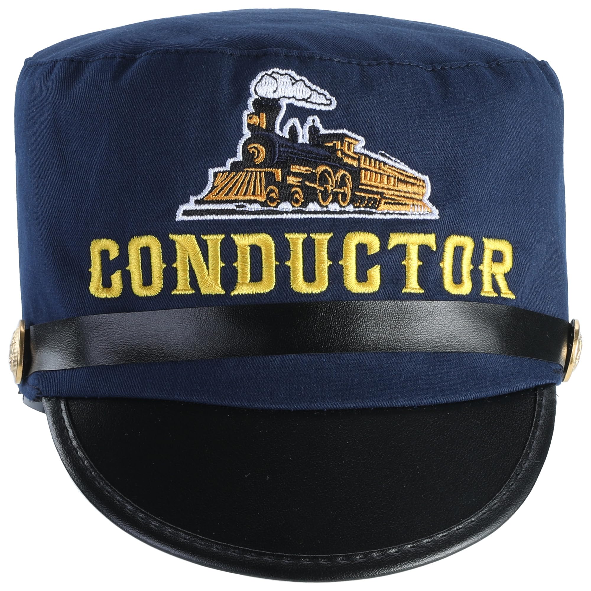 CINKCO Adult Train Conductor Hat Premium Engineer Locomotive Cap Conductor Costume Navy Blue