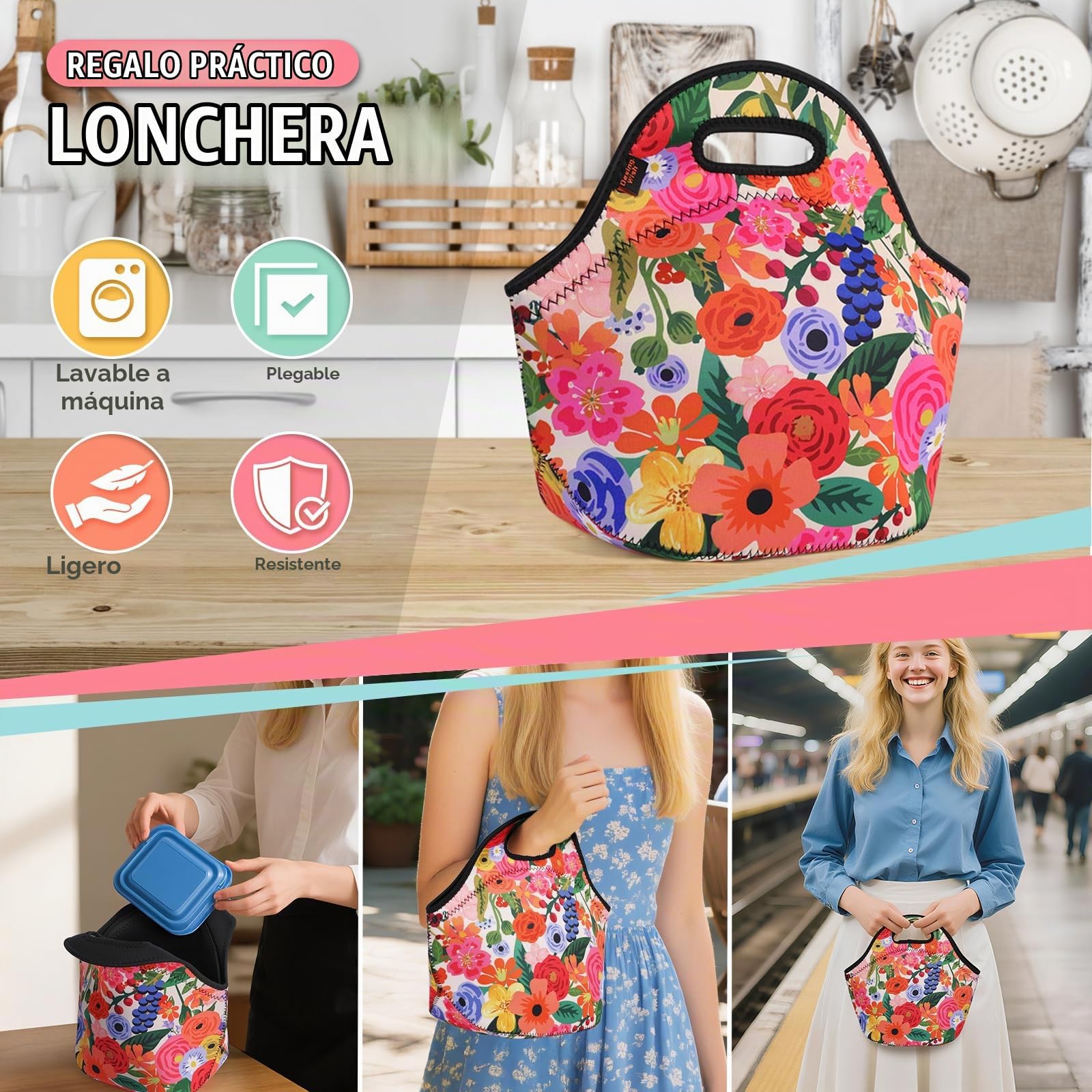 Bolsa Termica Porta Alimentos Mujer Hombres Neopreno Porta Bolsa Comida Trabajo Bolsa Merienda Fiambrera Bolsas Termicas Almuerzo Saco Termico Isotermica Portatil Lunch Bag Lonchera Picnic