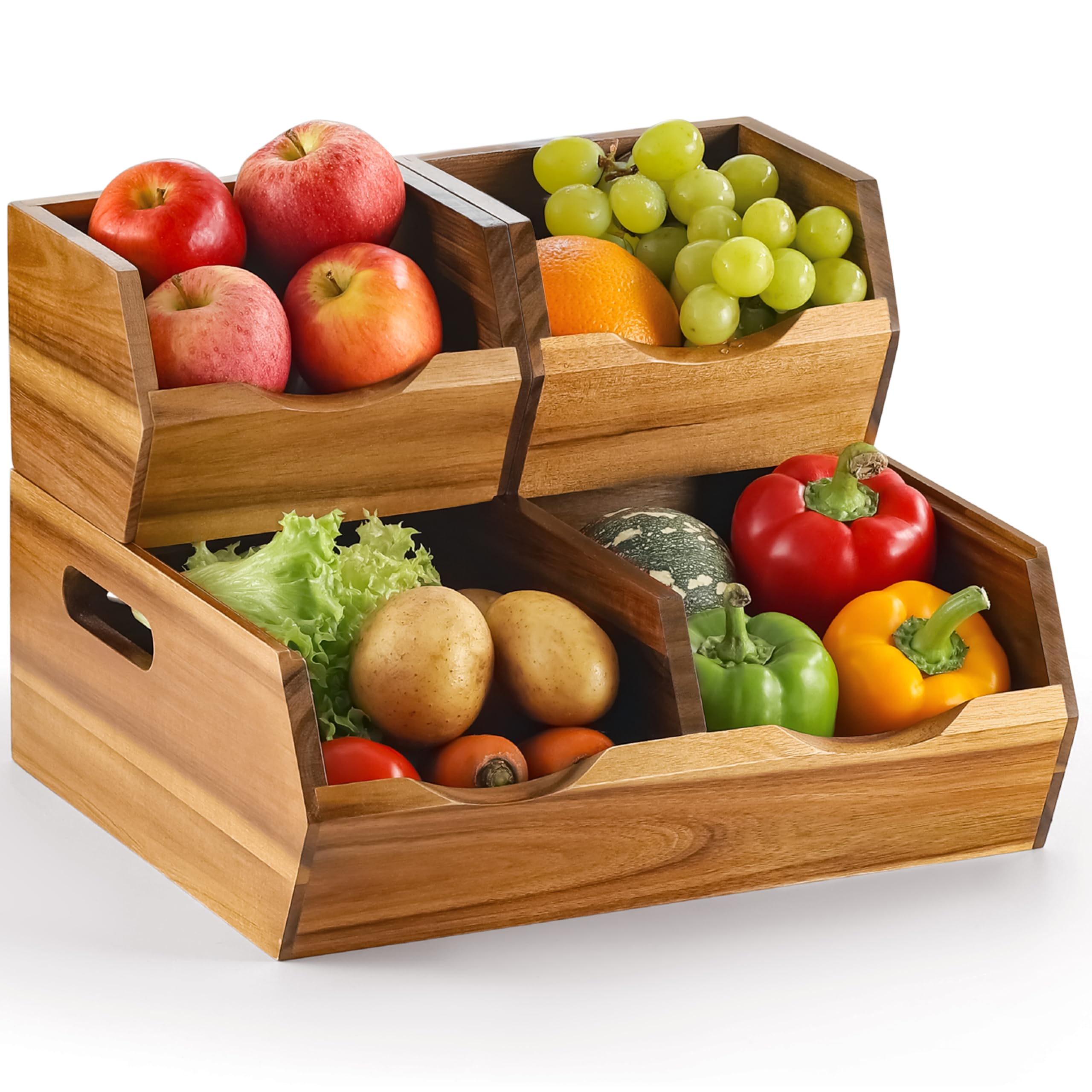 Amazon.com: NAGAWOOD Acacia Wood Pantry Storage Bins - Stackable