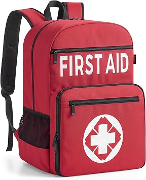 First Aid Backpack Bag, Empty Emergency Medical Bag with Multi-Pockets