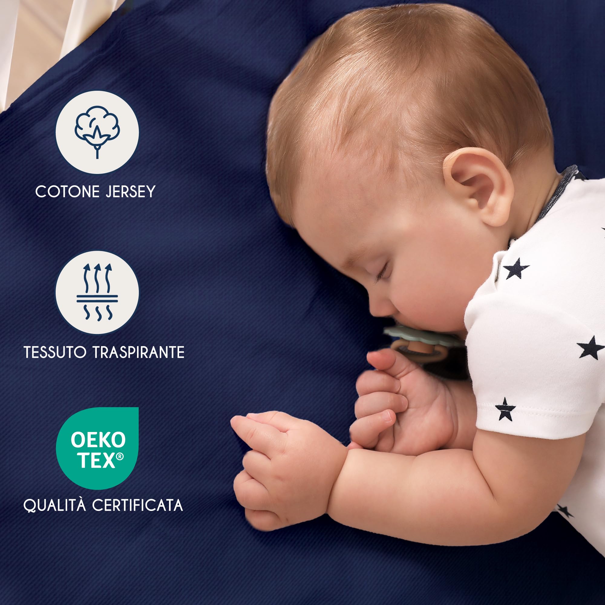 Dreamzie - Set 2 Lenzuolo con Angoli Cotone Bambini - 60x120/ 70x140 - Oeko Tex certificato - Blu Scuro - Lenzuolo con Angoli 60x120/ 70x140