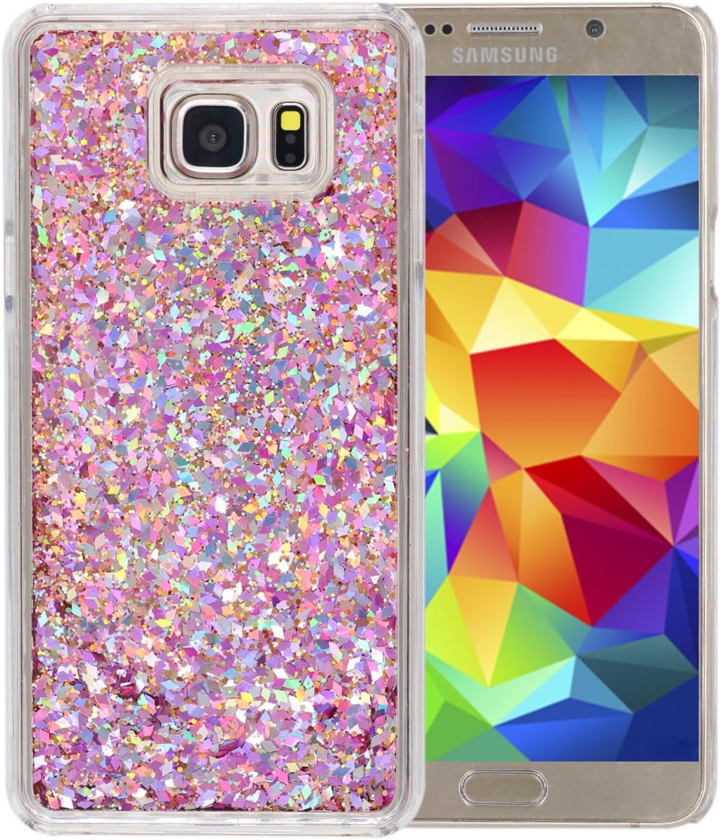 Note5 Case Liquid Floating Style , Pink Gold Flowing Quicksand Liquid Bling Glitter Diamond BLLQ PC Hard Case for Samsung Galaxy Note 5 , Diamond Twinkle Rose Gold
