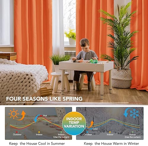 Miniatura 4 de Deconovo Cortinas para sala de estar, opacas, con forro, aislamiento térmico y resistentes, insonorizadas, para interiores y exteriores, 42 pulgadas