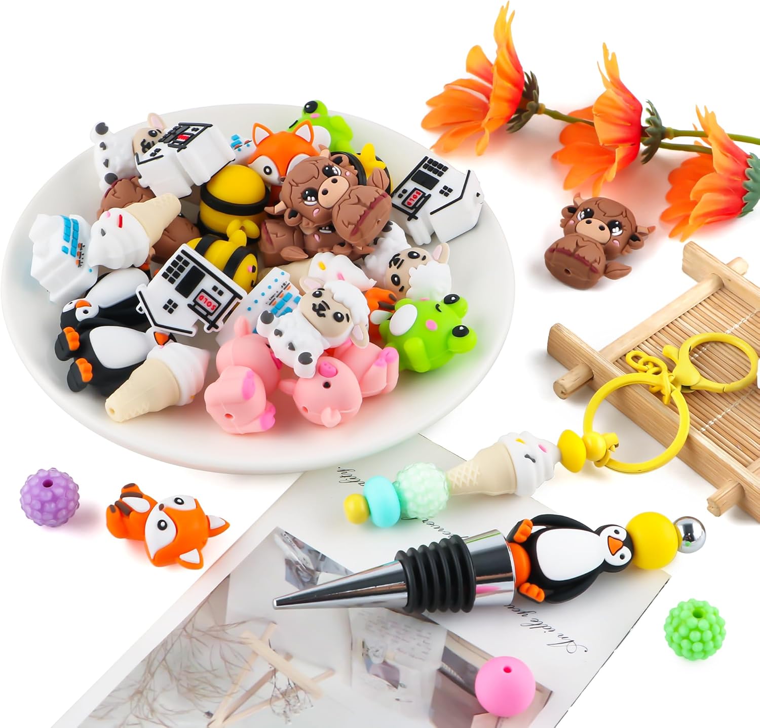 20Pcs Mixed 3D Animals Silicone Beads for Pens, Silicone Focal Beads for Lanyard Making, Bracelet and Pens DIY Accessories - Image 4