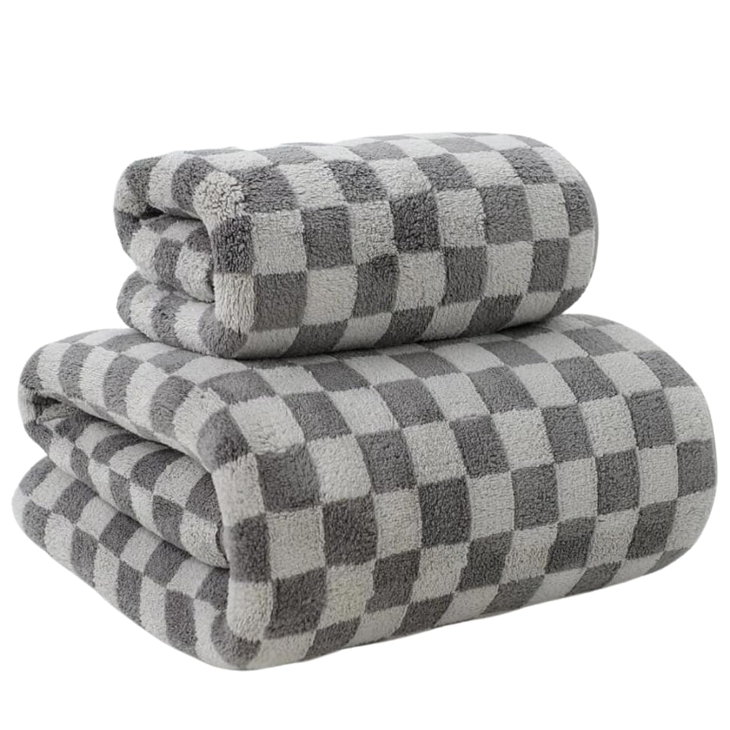 MAXOSHINE Microfiber Towels for BathCheckered Bath Towel for Men and