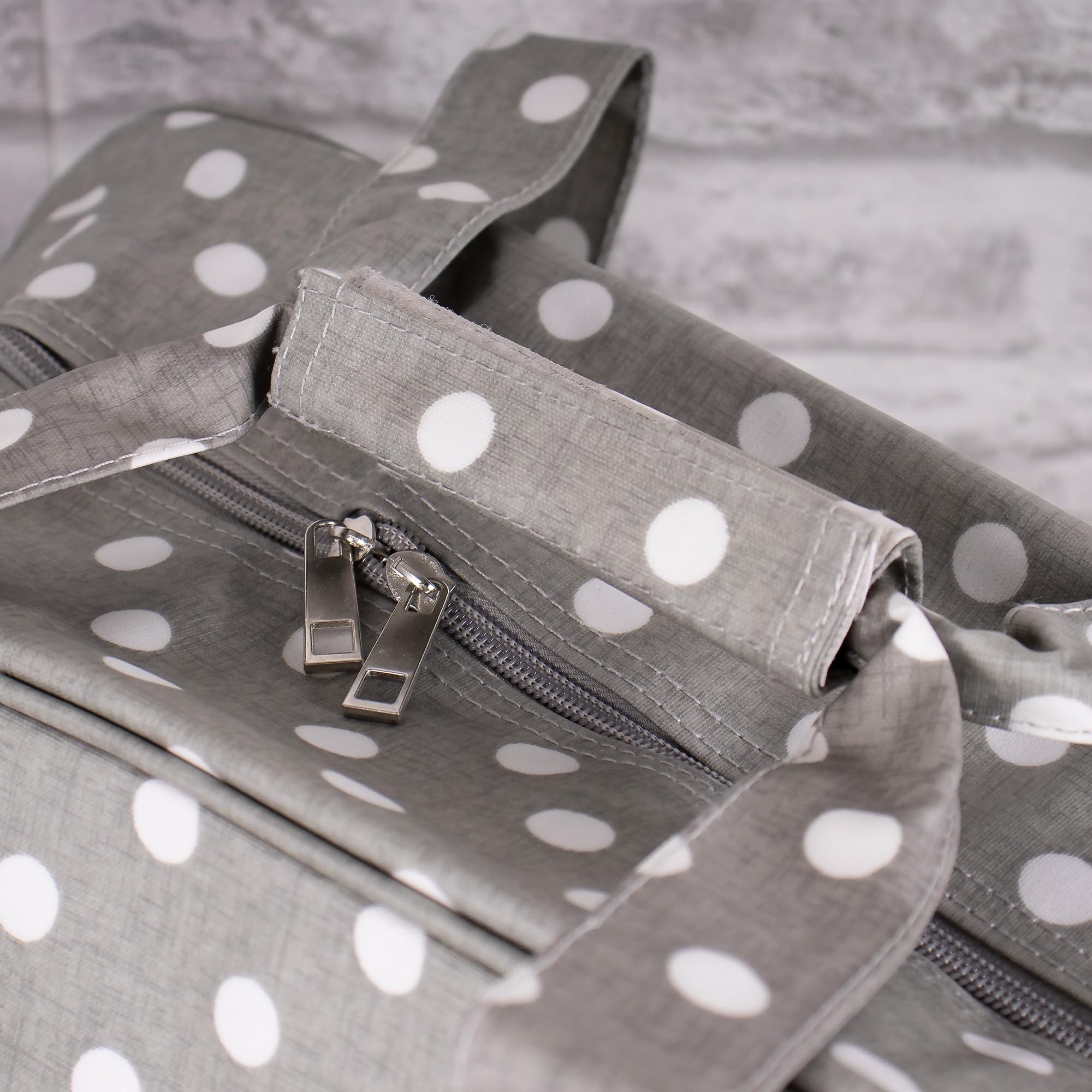 Hobby Gift MR4660 8 Value Collection: Nähmaschine Beutel: Matt PVC: Grau Leinen, Baumwolle, Grey Polka Dot, 20 x 43 x 37 cm