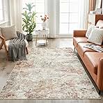 WITSHOCK 5x7 Area Rugs for Living Room : Machine Washable - Non Slip Modern Abstract Rug for Bedroom Under Dining - Stain Resistant for Household - Pet Owners (Rust Color)