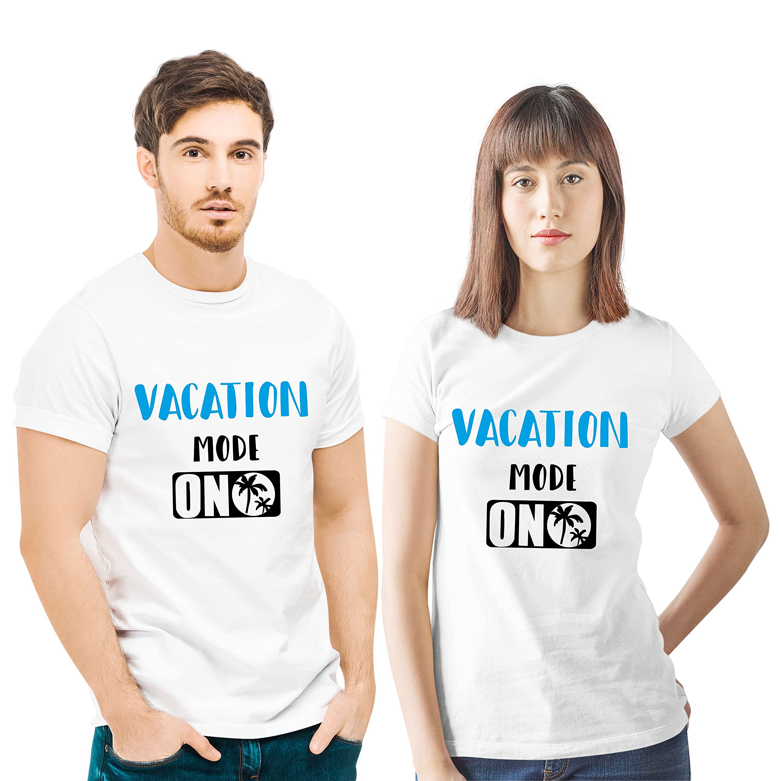 Hangout HubHH81 Men & Women T shirts |Round Neck T-Shirt| Regular Fit | Half Sleeves | Cotton | Couple Tshirts for Couple |Pack of 2|Couple T-Shirts