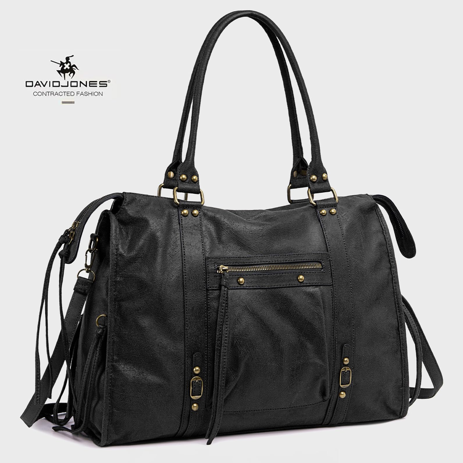 David Jones - Damen Shopper Wildleder, Große Handtasche Vintage A4