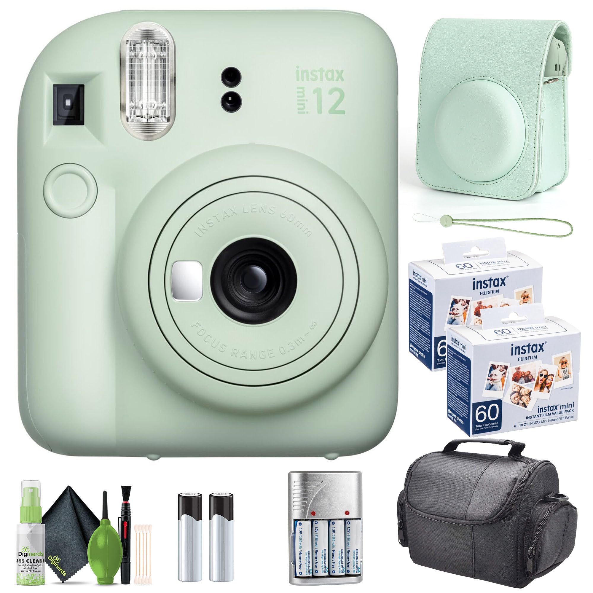 FUJIFILM INSTAX MINI 12 Camera (Mint Green) 60-Sheet 60-Sheet Bundle