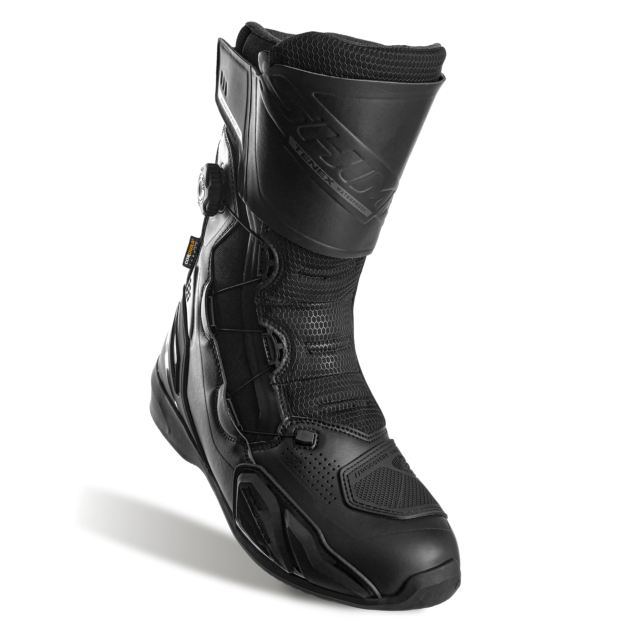 SHIMA Tenex WP Botas Moto Hombre Cuero Impermeable Atop Zapatos Todo El Año Calzado Motorista Baja Adventure Velcro Protección Tobillo Motocicleta Trail (Masculinos Impermeable, Negro, 43)