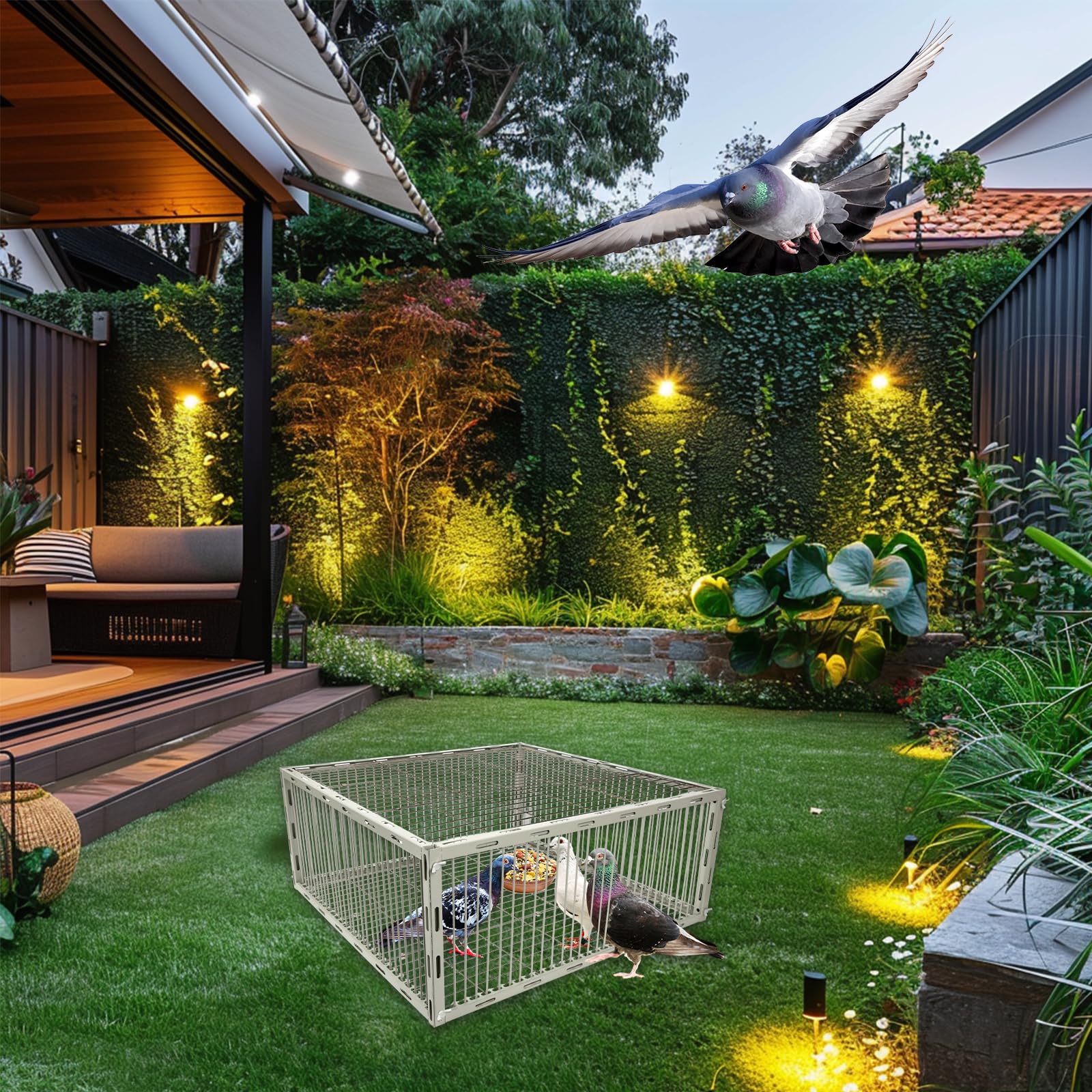 Jaula de trampa para palomas con diseño a prueba de escape, jaula de trampa automática para palomas y pájaros pequeños, trampas para pájaros de múltiples capturas para la venta con pintura para