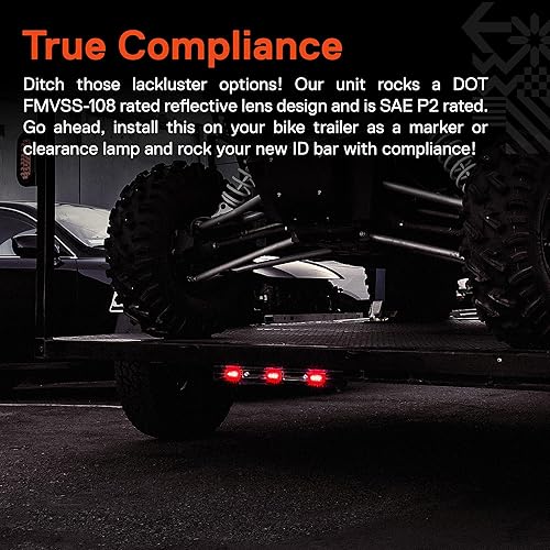 Miniatura 3 de True Mods - Barra de luz LED 3 roja de 15 pulgadas para remolque DOT FMVSS 108 SAE P2 IP67 sumergible Marcador de identificación sellada, luz