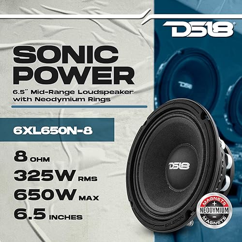 Miniatura 2 de DS18 6XL650N-8 - Altavoz de rango medio de 6.5 pulgadas, 650 vatios, potencia máxima, 8 ohmios con anillos de neodimio, audio profesional de rango