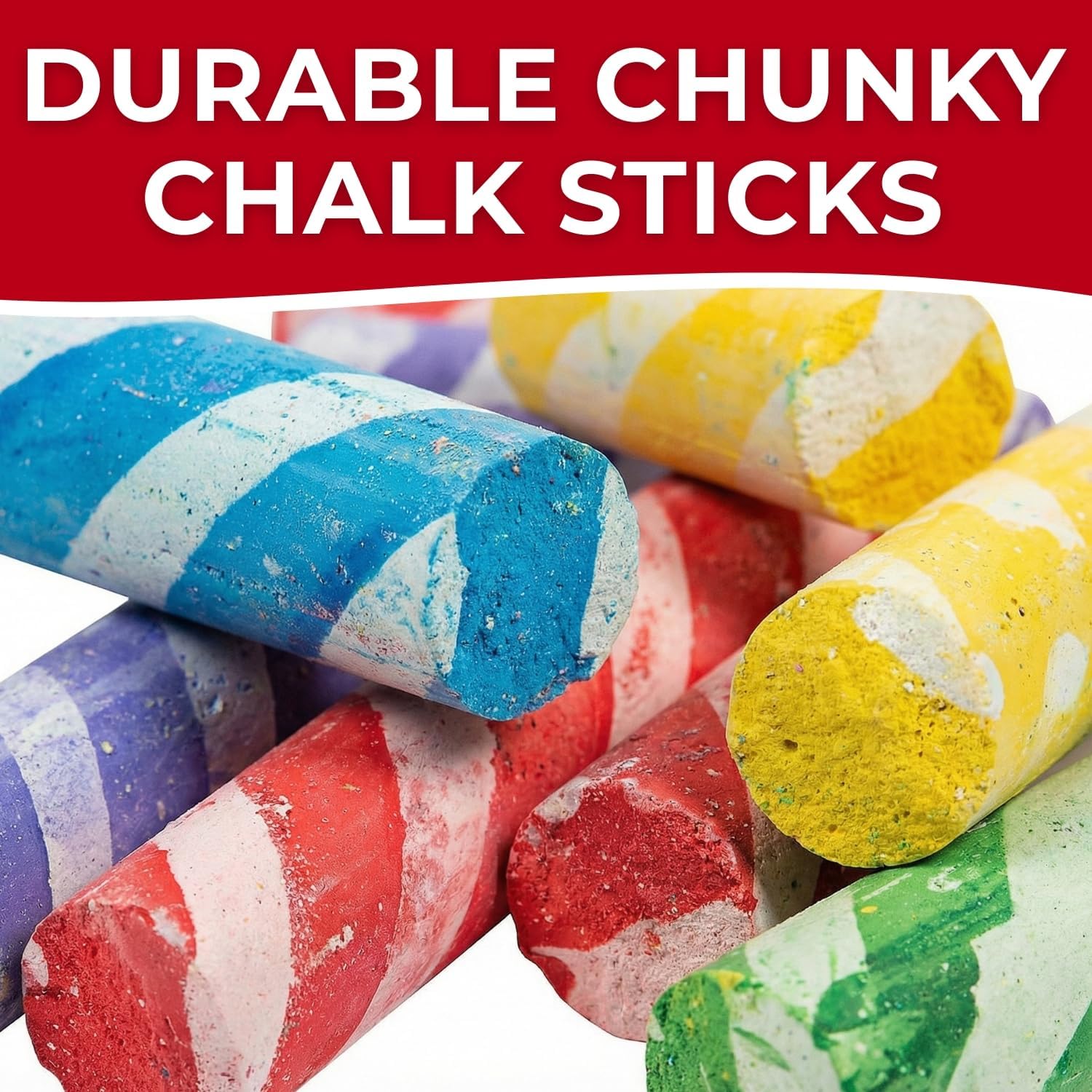 Fun Express Stripe & Polka Dot Sidewalk Chalk - 20 Pieces - Easter Basket Stuffer