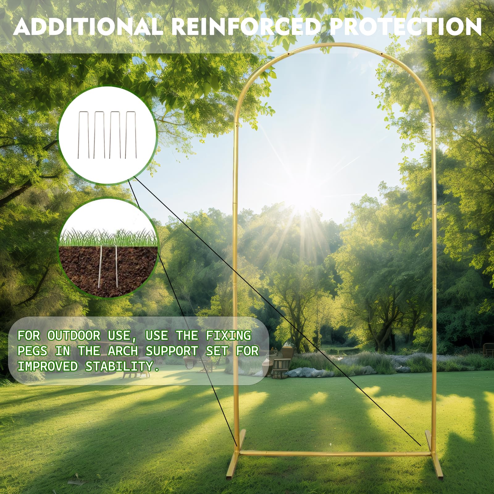 Structure et support de fond en métal doré de 1,8 m de hauteur et 0,8 m de largeur pour mariages, anniversaires, remise de diplômes et fêtes - 4