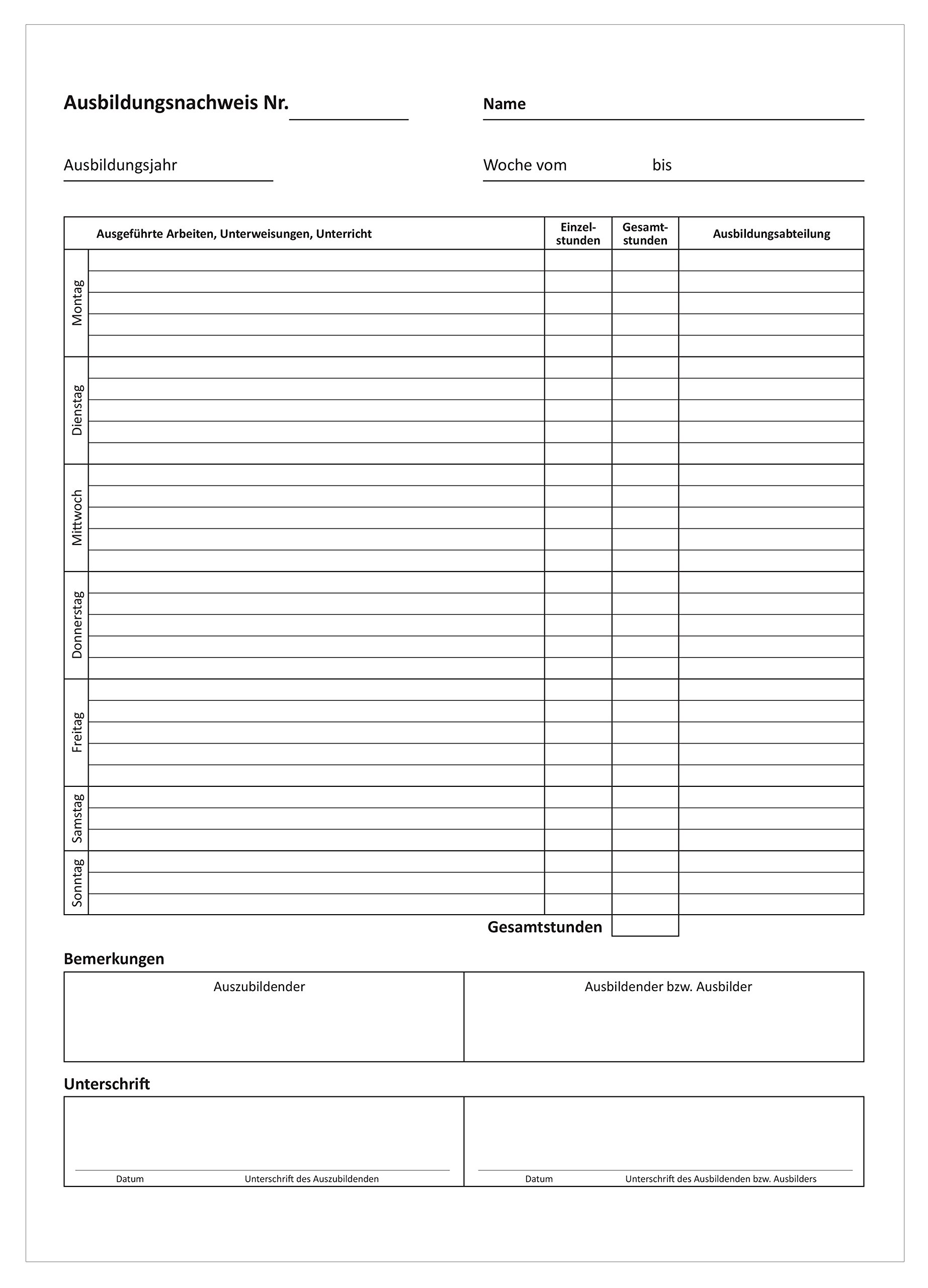 SellerRocket 5er SET Berichtsheft Ausbildung/Ausbildungsnachweisheft täglich/wöchentlich - (DIN A4, 28 Seiten, 1 Woche je Seite)