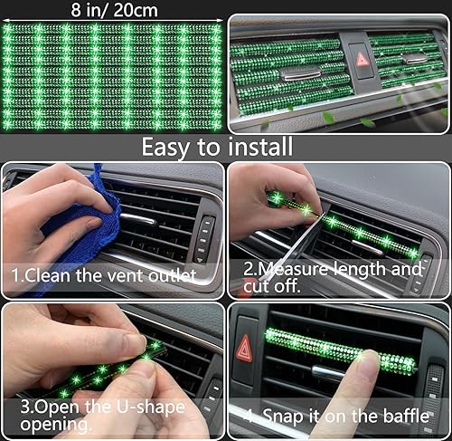 Miniatura 6 de NBTEPEM Juego de 27 piezas de accesorios de automóvil brillantes para mujer, fundas para volante de ajuste universal de 15 pulgadas, marco de