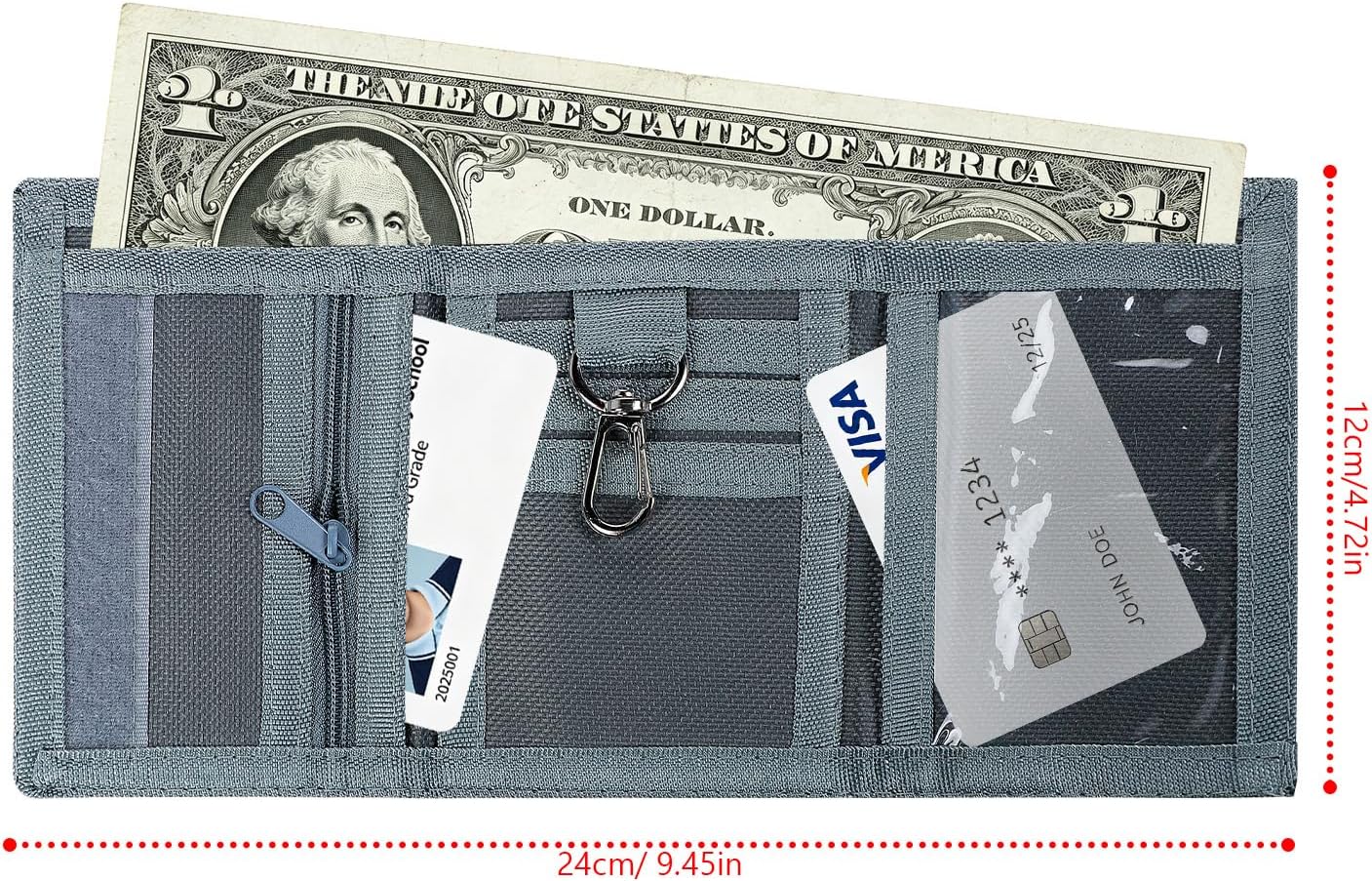 JIAHG Durable Trifold Wallet for Boys Stylish Blue Vehicle Pattern Kids Wallet Equipped With Portable Keychain Holder Zippered Coin Pocket for Cash Change Card Storage Practical Daily Accessories