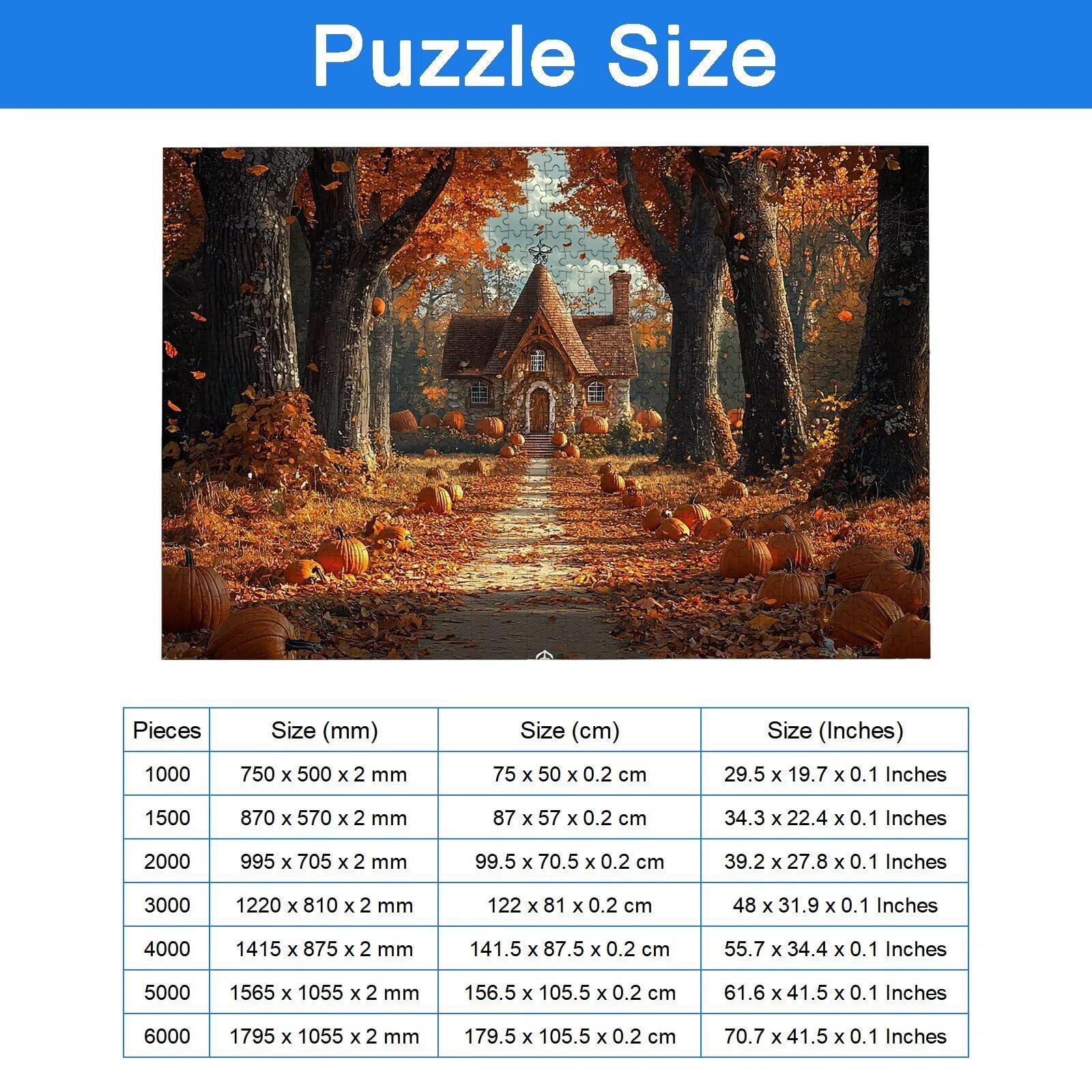 Puzzle 1500 elementów dla dorosłych, jesienne puzzle dla dorosłych i dzieci, duże drewniane puzzle z pudełkiem, gra koncentracyjna dla dorosłych, 1500 elementów puzzli na Halloween do dekoracji ścian
