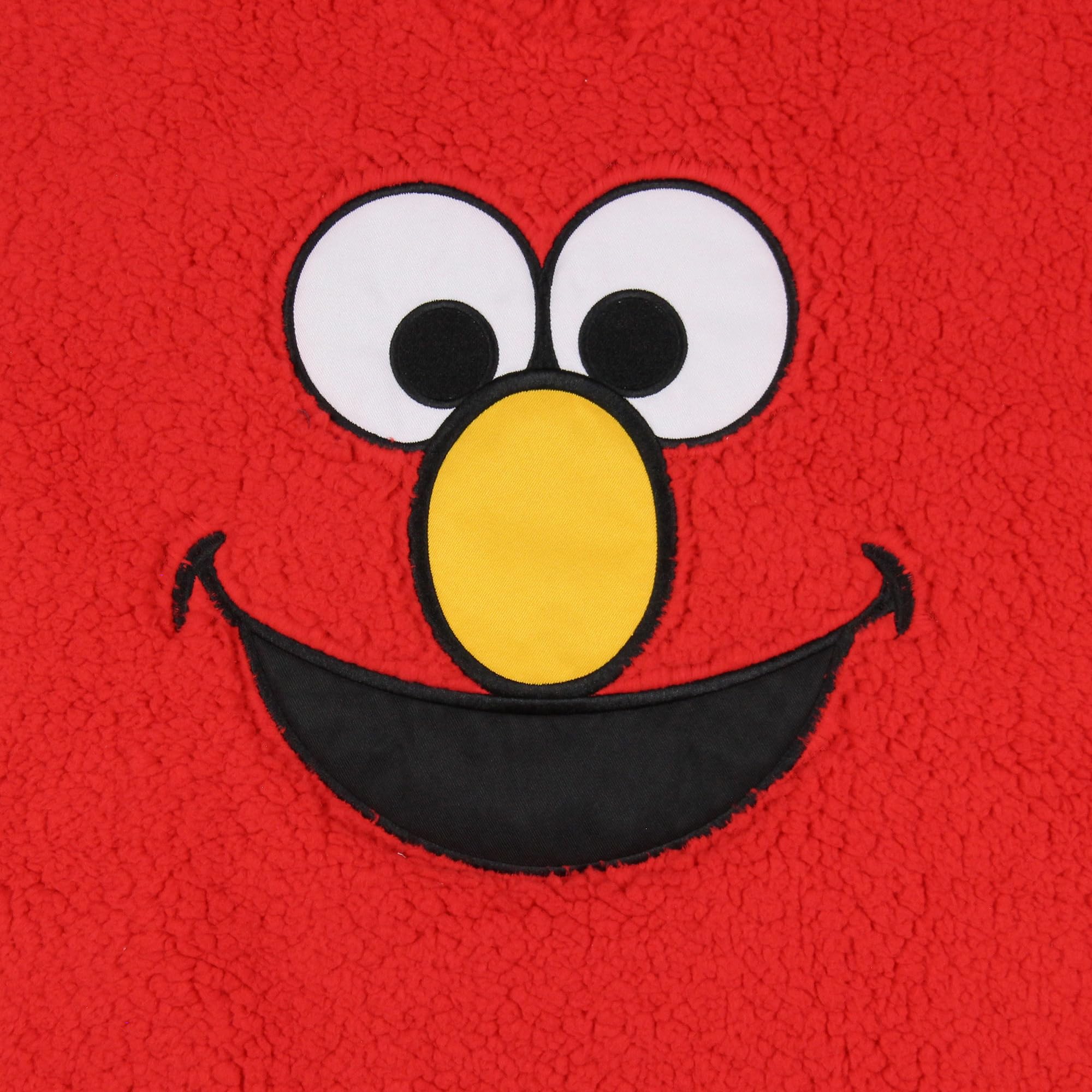 Sesame Street Elmo - Sudadera con capucha para mujer, parche bordado de cara grande, forro polar de felpa, manga larga, disfraz de adulto