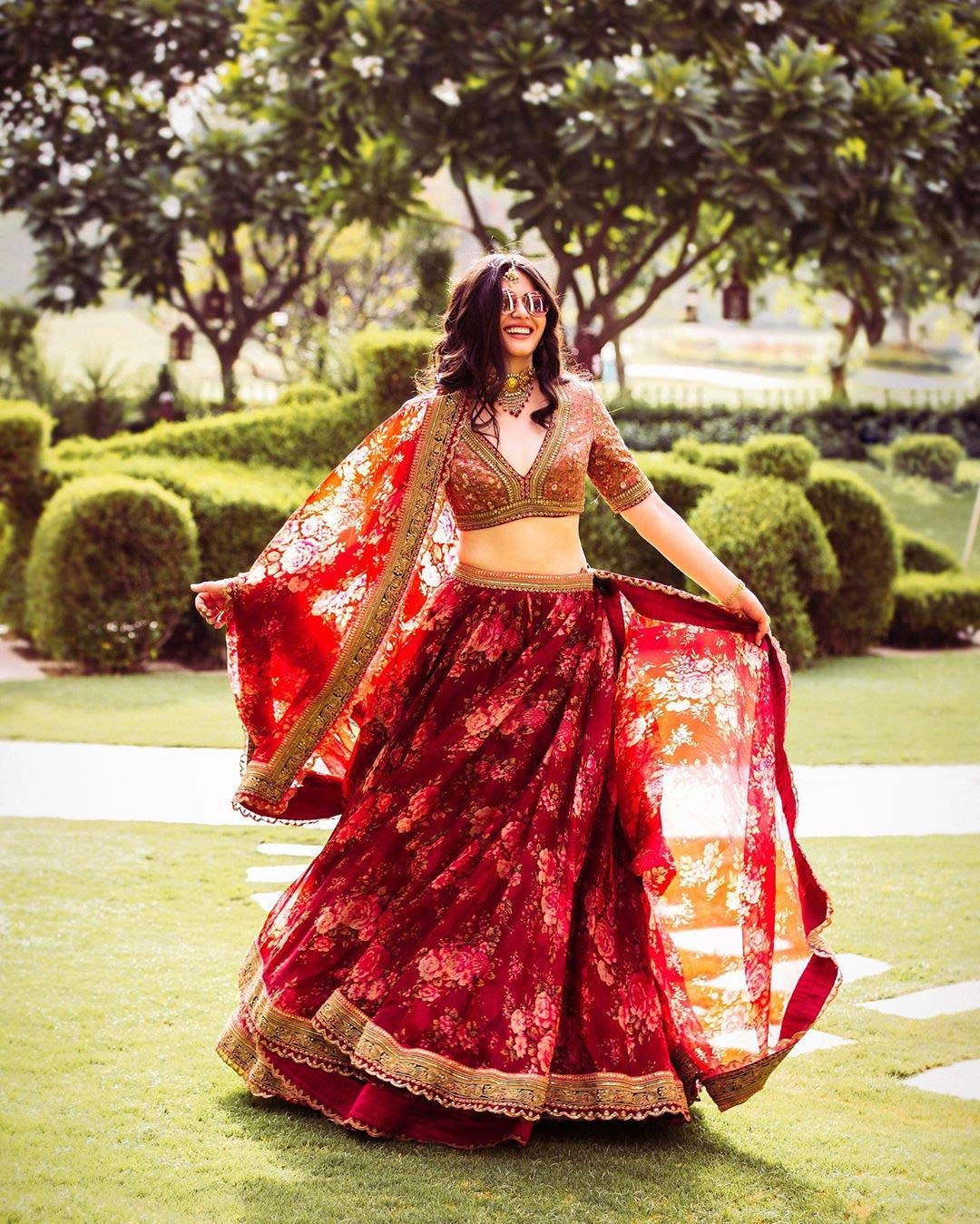 Zeel Clothing Maroon Floral Organza Semi-Stitched Lehenga Choli for Women (7064-Wedding-New-Bridal-Heavy-Lehenga_Free Size; Maroon) 2