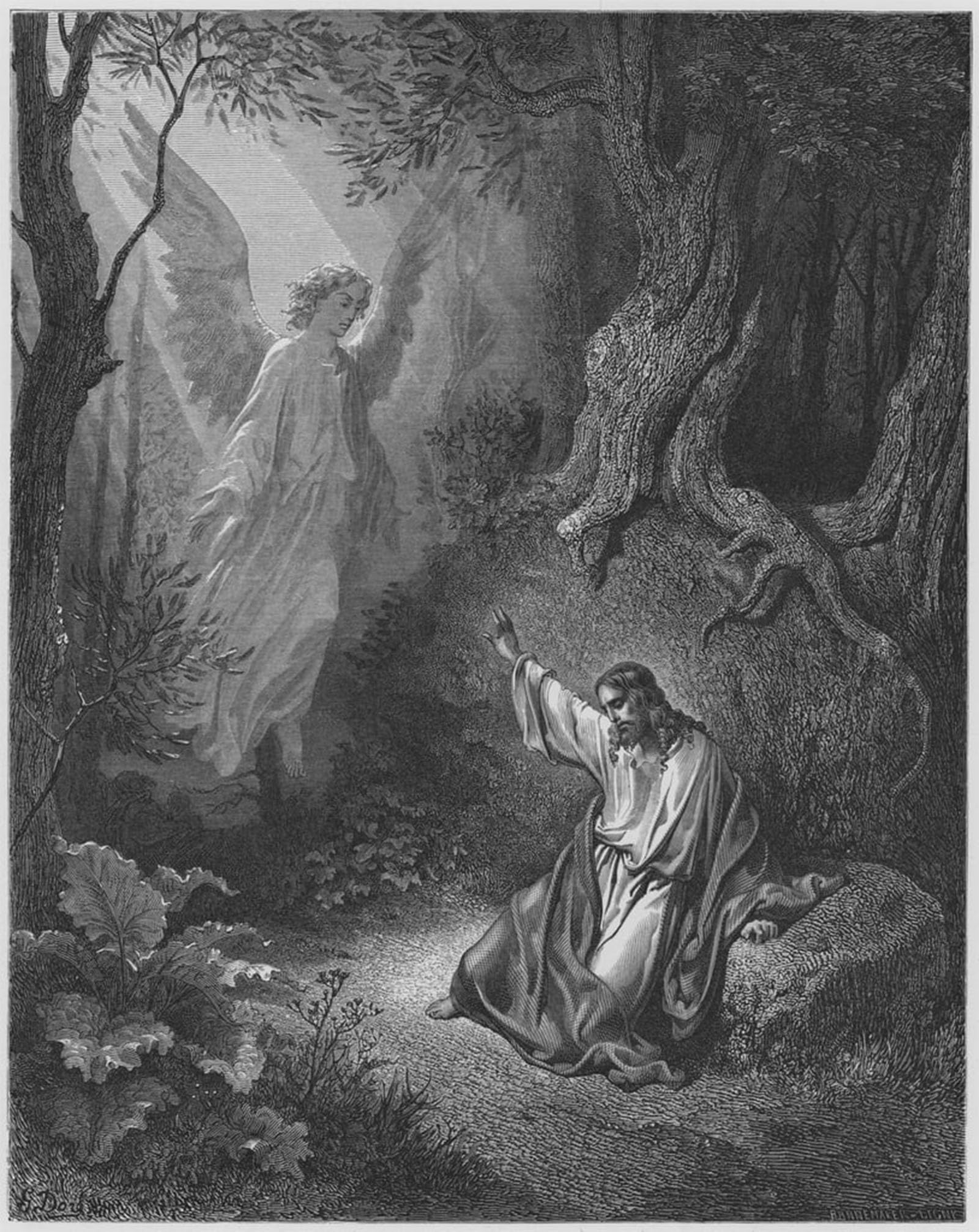 HRJUBWREE Classic Canvas Picture Art Canvas Print Modern Oil Painting Bible Christ in the Garden by Gustave Dore Artwork on Wall for Office Decor 60x90cm