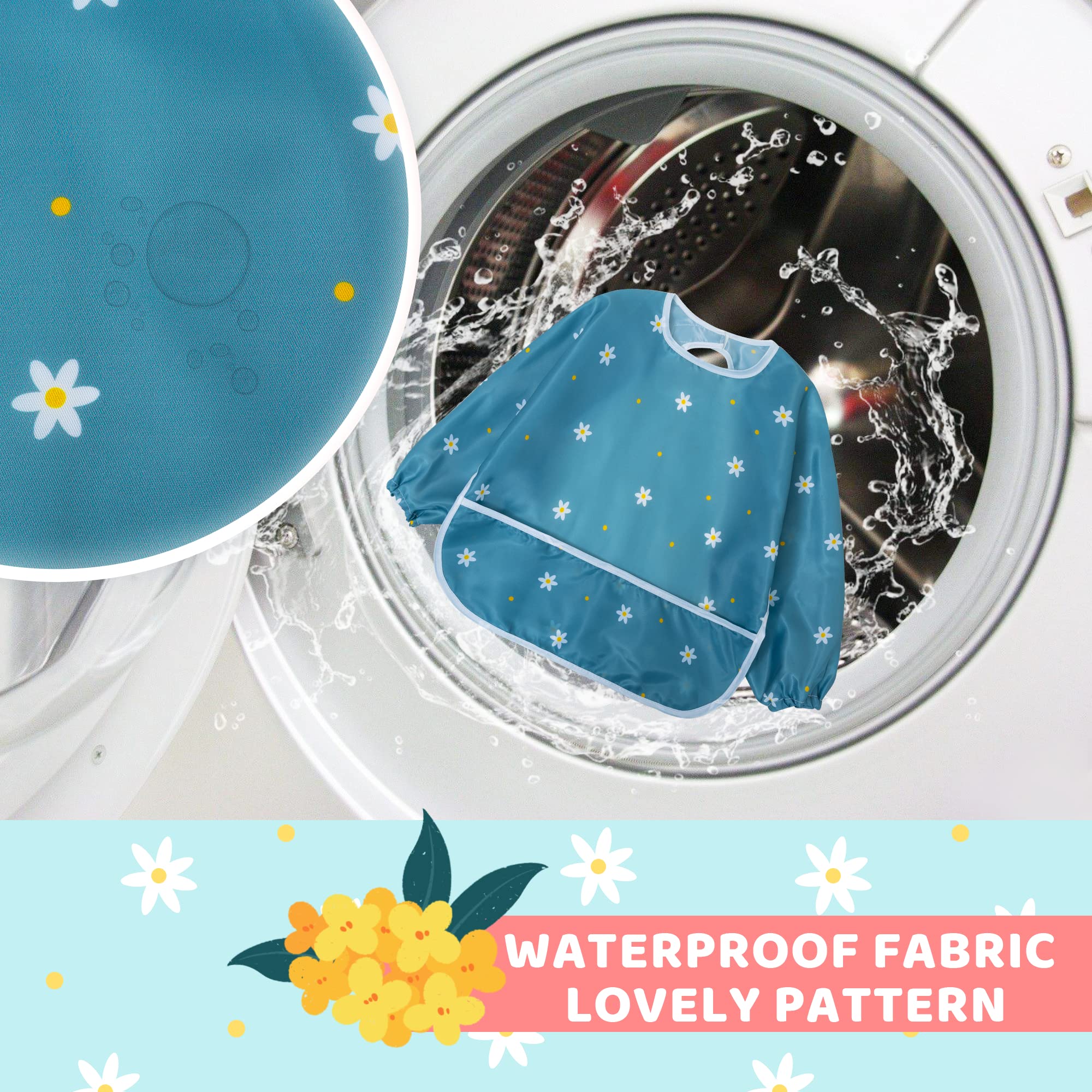 Little Dimsum Babero Impermeable con Mangas Largas para Bebé, Resistente al Agua, Lavable, para Niños, Alimentación, Arte, Delantal