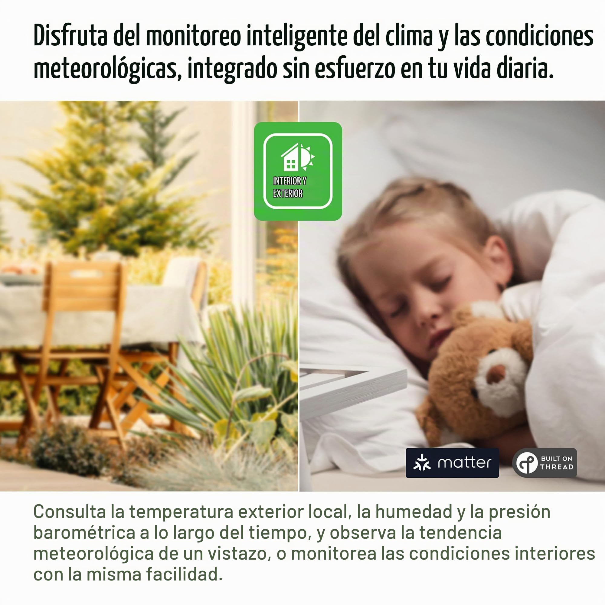 Eve Weather (Matter) – Estación meteorológica inteligente con medición de temperatura, humedad, tendencia del clima, certificación IPX4 de resistencia al agua, requiere un router de borde Thread