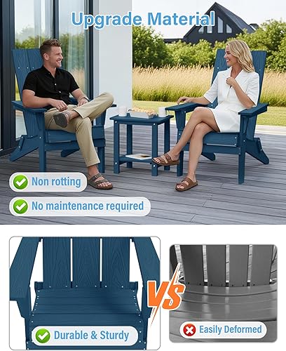 Miniatura 6 de YEFU Moderna silla plegable Adirondack de plástico, 1s ampliaralmacenar actualización desbloqueada, resistente a la intemperie, sillas de madera de