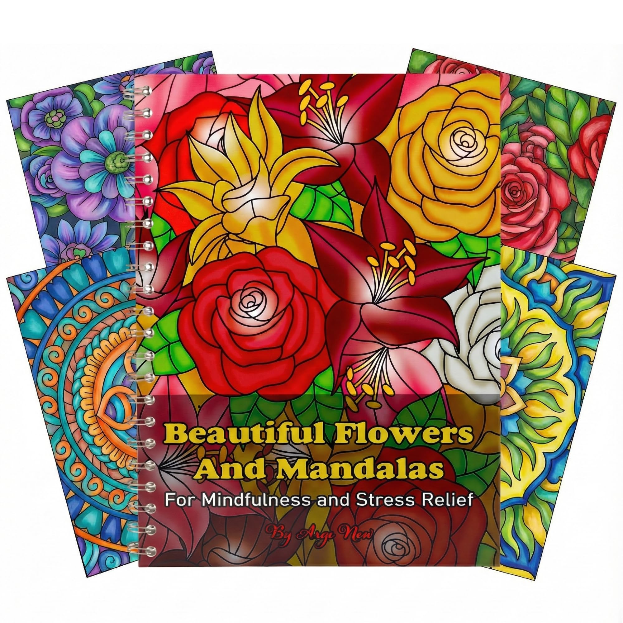 Malbuch für Erwachsene für Frauen, 45 Mandala- und Blumen-Designs, Stressabbau und Entspannung, dicke, perforierte Seiten, großes A4-Format