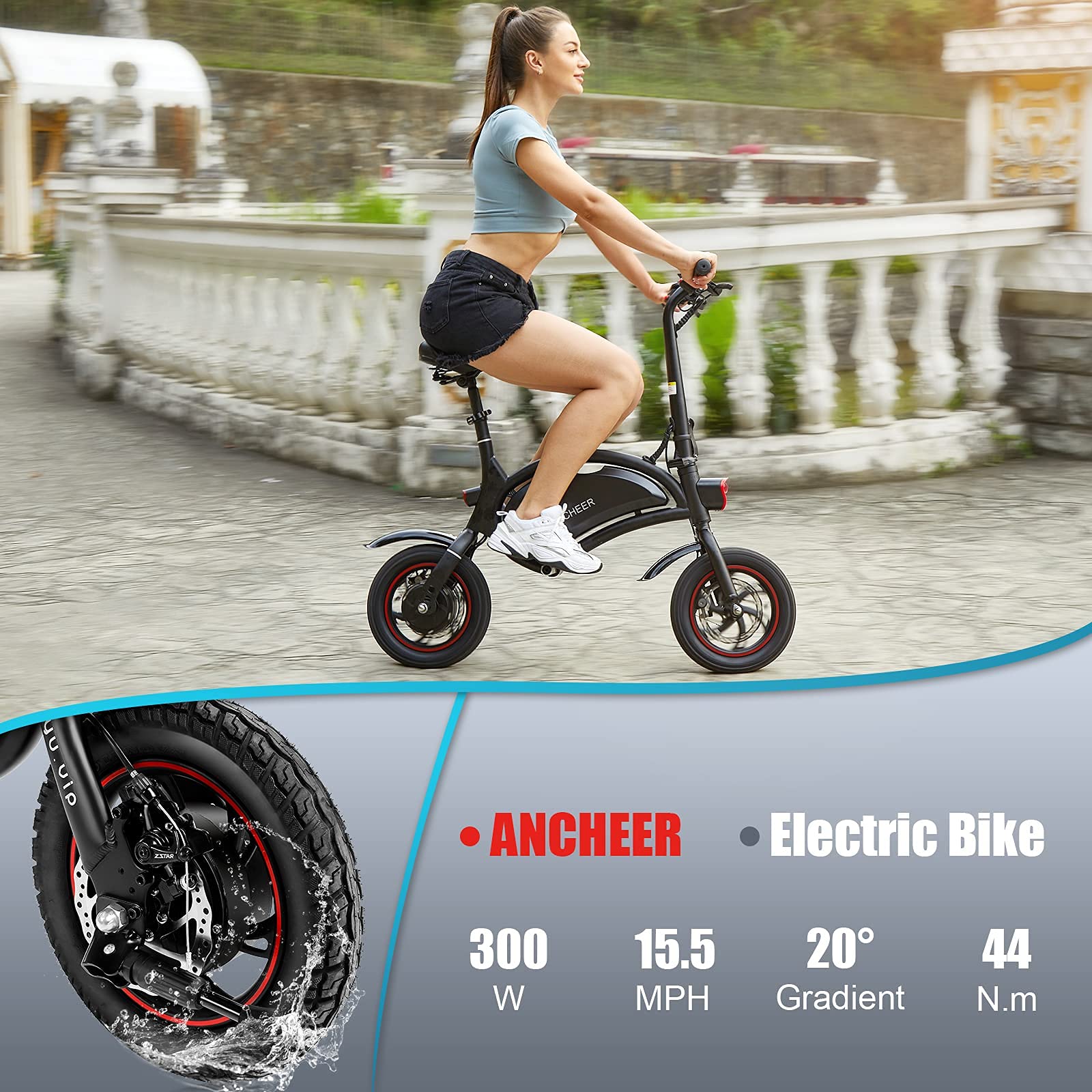 ANCHEER Folding Electric Bike Electric Bicycle EBike 350W Powerful