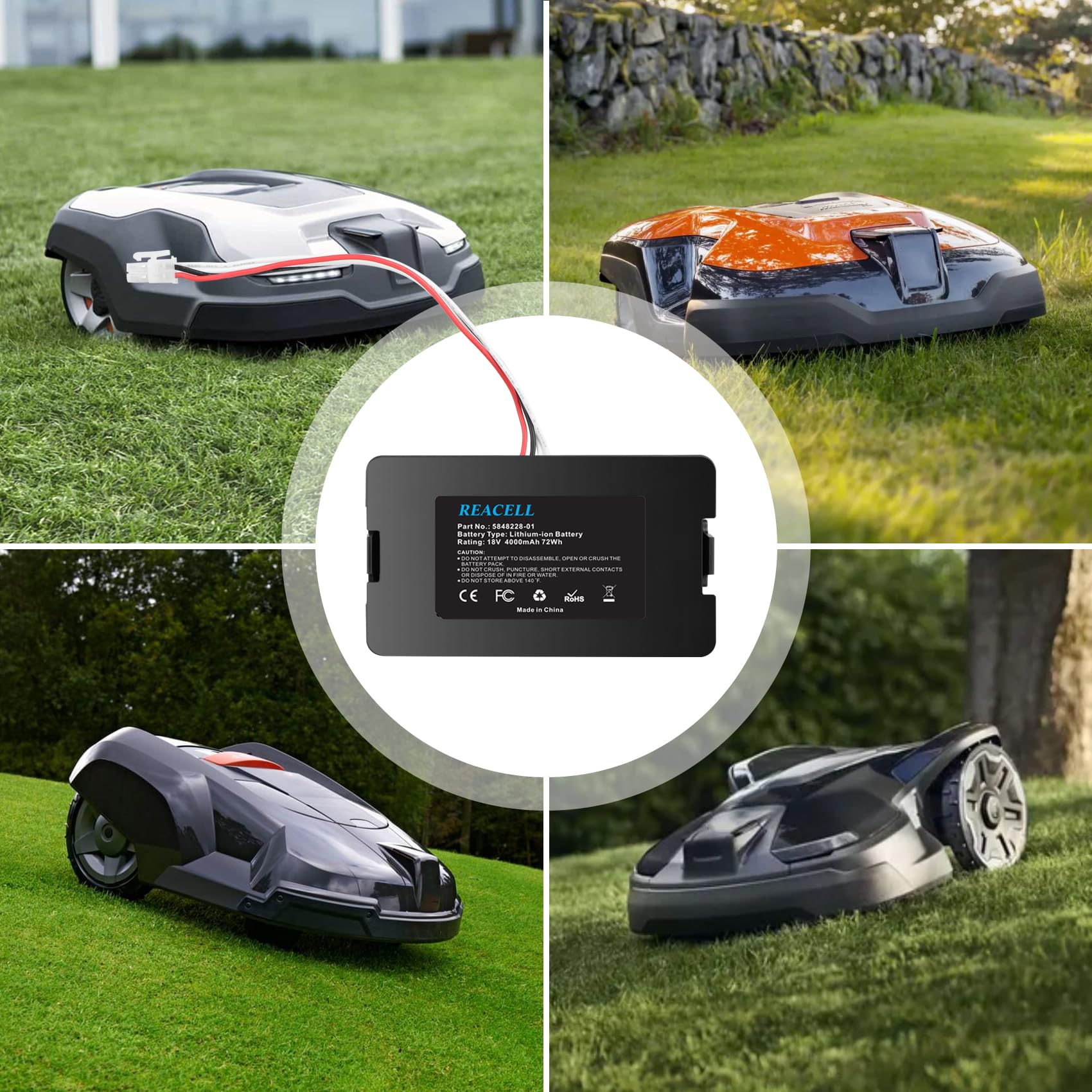 18V 4000mAh Lithium-Ionen Akku Kompatibel für Husqvarna Automower 115H/305/310/315/315X (2020), Ersatzakku für Gardena Sileno City/Life, für Gardena sileno minimo 250 Mähroboter